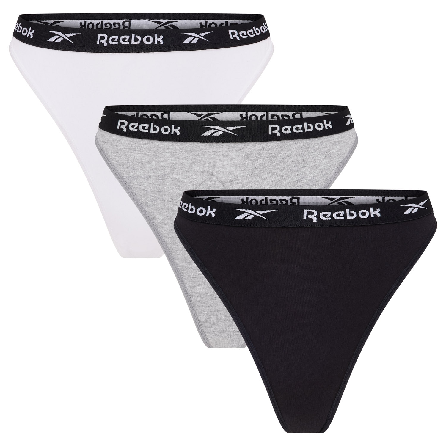 Reebok Slip "Lotty" 3er-Pack, Eng, Basic, Bequem, Atmungsaktiv, Mit Logo, Breiter Bund, Baumwollmix