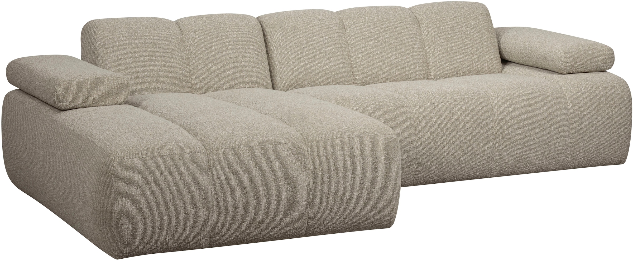 WOOOD Chaiselongue »Mojo Bouclé-Bezug mit verstellbarer Armlehne, H 74 x B 284 x T 160 cm« Tragkraft 360 kg, Maximale Verschleißfestigkeit, Pfleiglicht