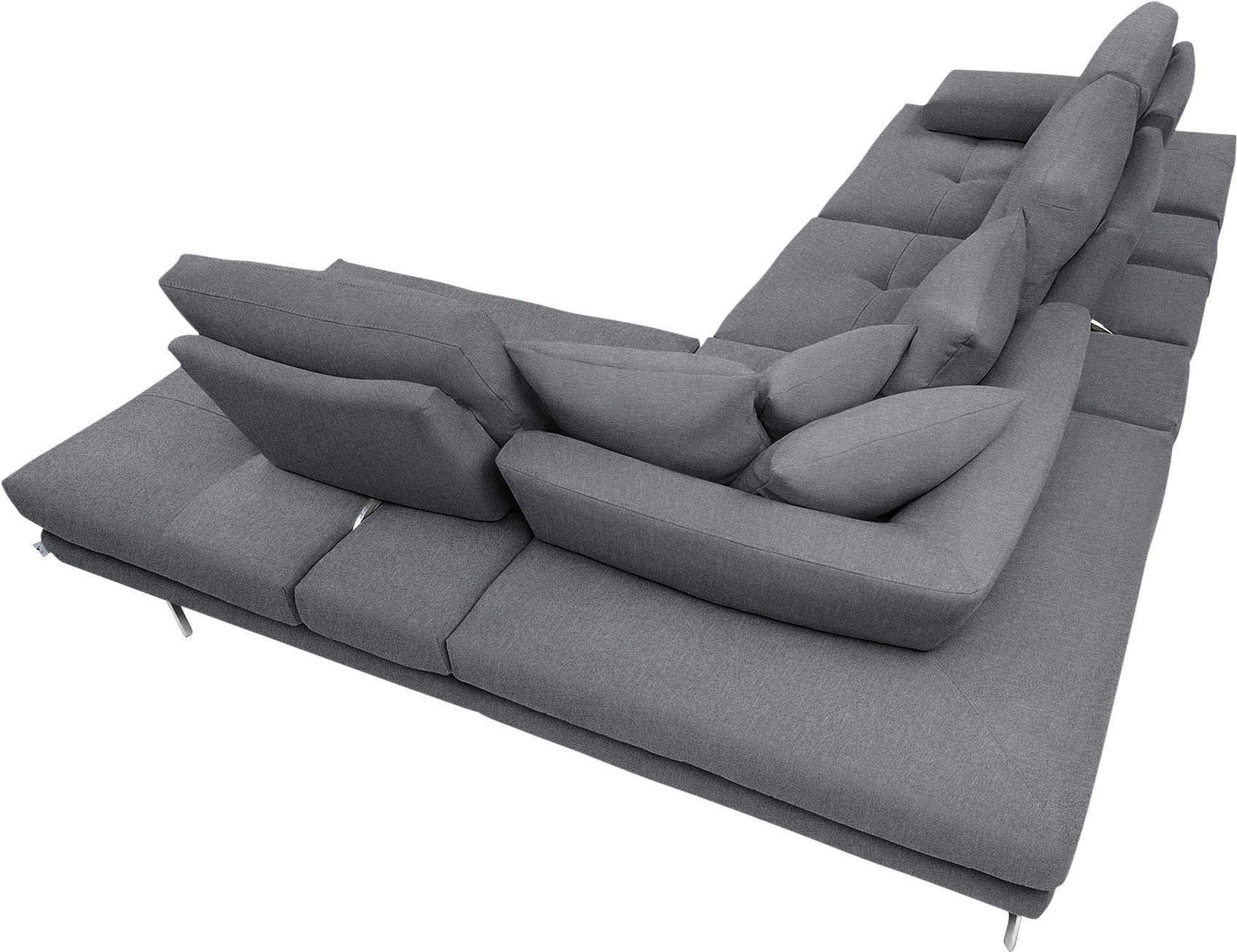 CALIA ITALIA Ecksofa »Toby Wing, L-Form, Designsofa mit sensationellem Sitzkomfort«, Sitztiefenverstell.,wahlw. mit Kissen-Set, Füße chrom glänzend