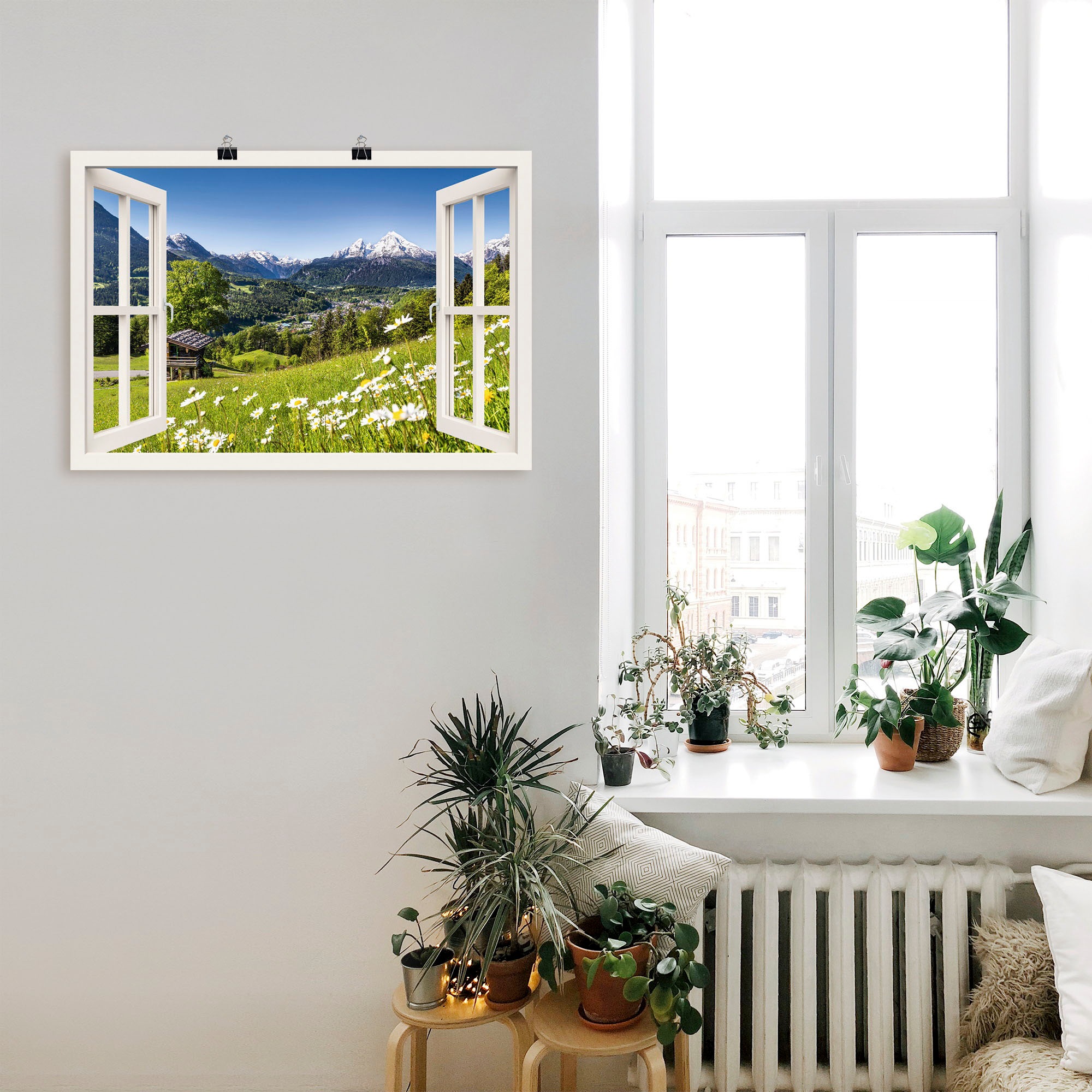 Artland Wandbild "Fensterblick Bayerischen Alpen", Berge, (1 St.), als Alub günstig online kaufen