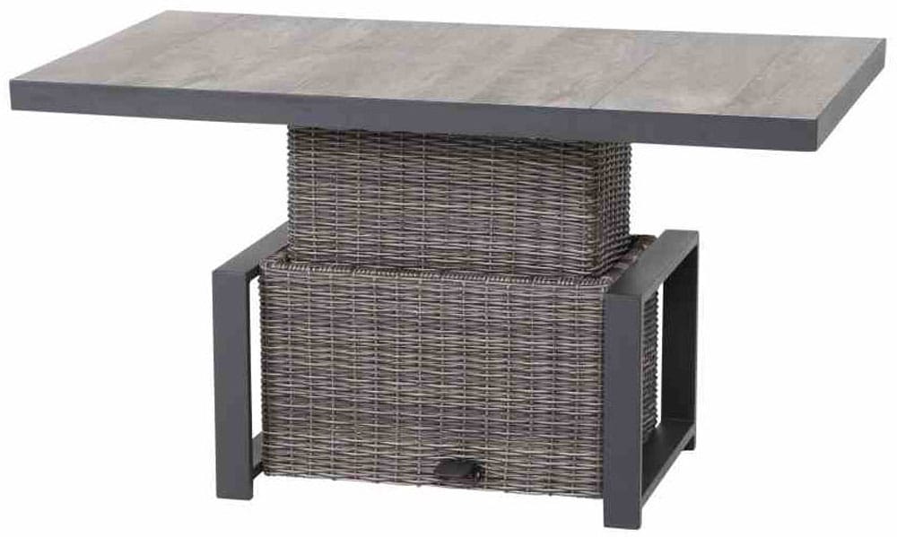 Siena Garden Gartentisch »CORIDO Lift-Tisch 130x75cm charcoal grey« Aluminiumgestell matt anthrazit, Tischplatte aus Keramik, washed grey
