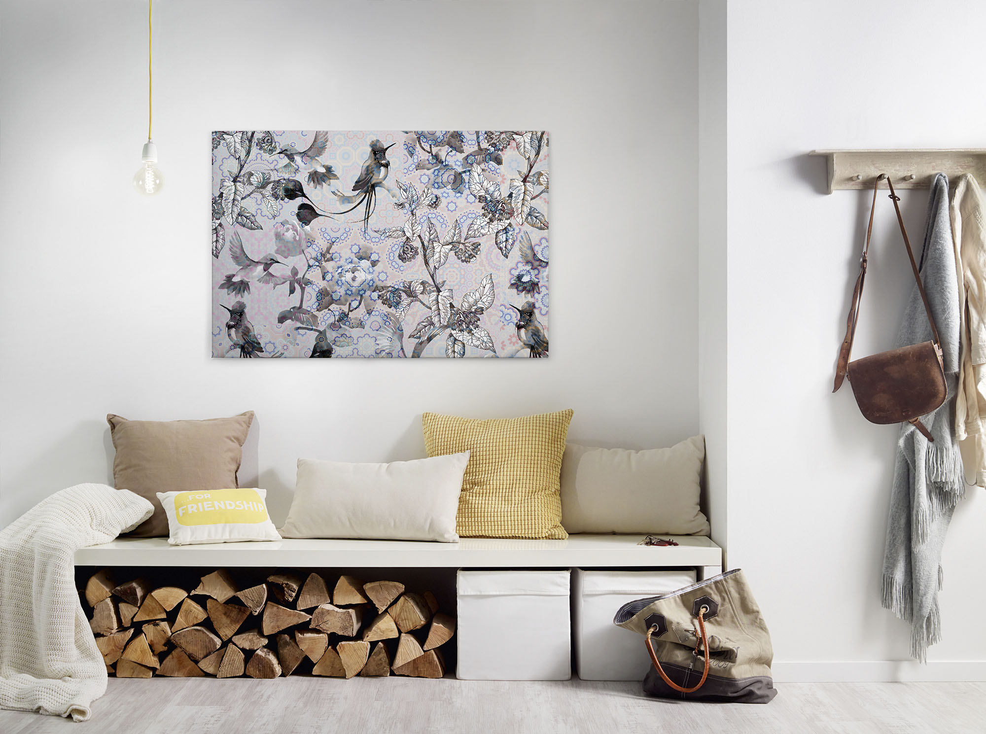 A.S. Création Leinwandbild "exotic mosaic 3" Kunst Vögel 1 Stk. tlg. Mosaik Keilrahmen Floral Blumen Vögel Leinwand-Bild Wohnzimmer modern