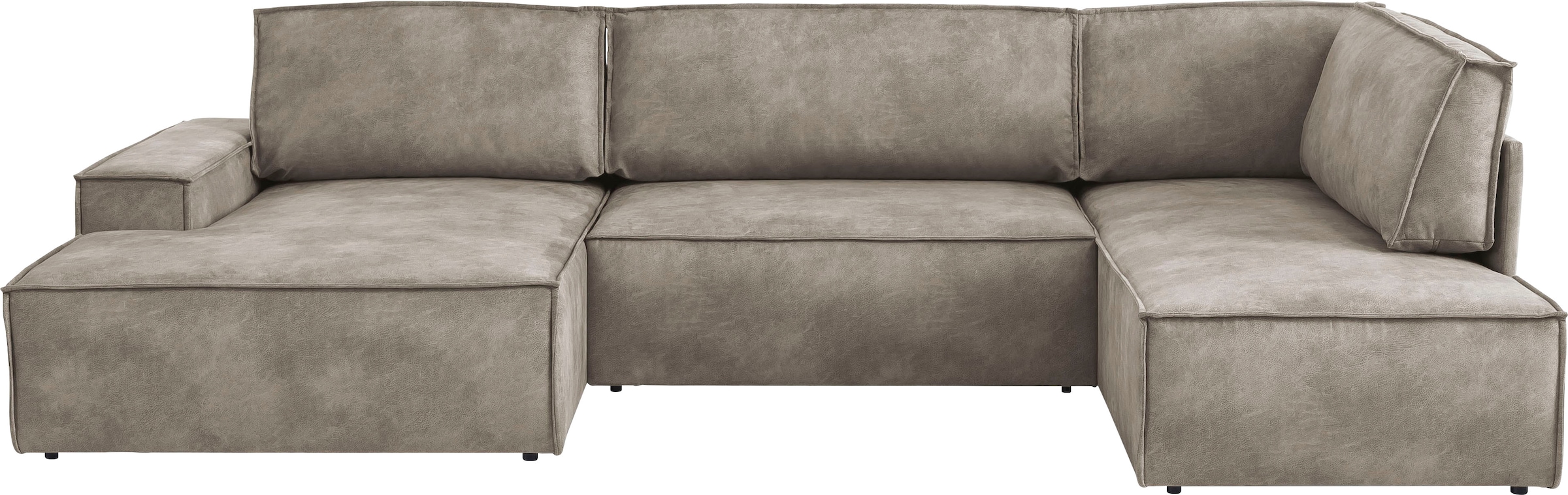 Home affaire Wohnlandschaft »SHERWOOD 329 cm, U-Form, Schlafsofa,«, Schlaffunktion m. Bettkasten (194x139 cm), Cord, Vintage, Samtvelours