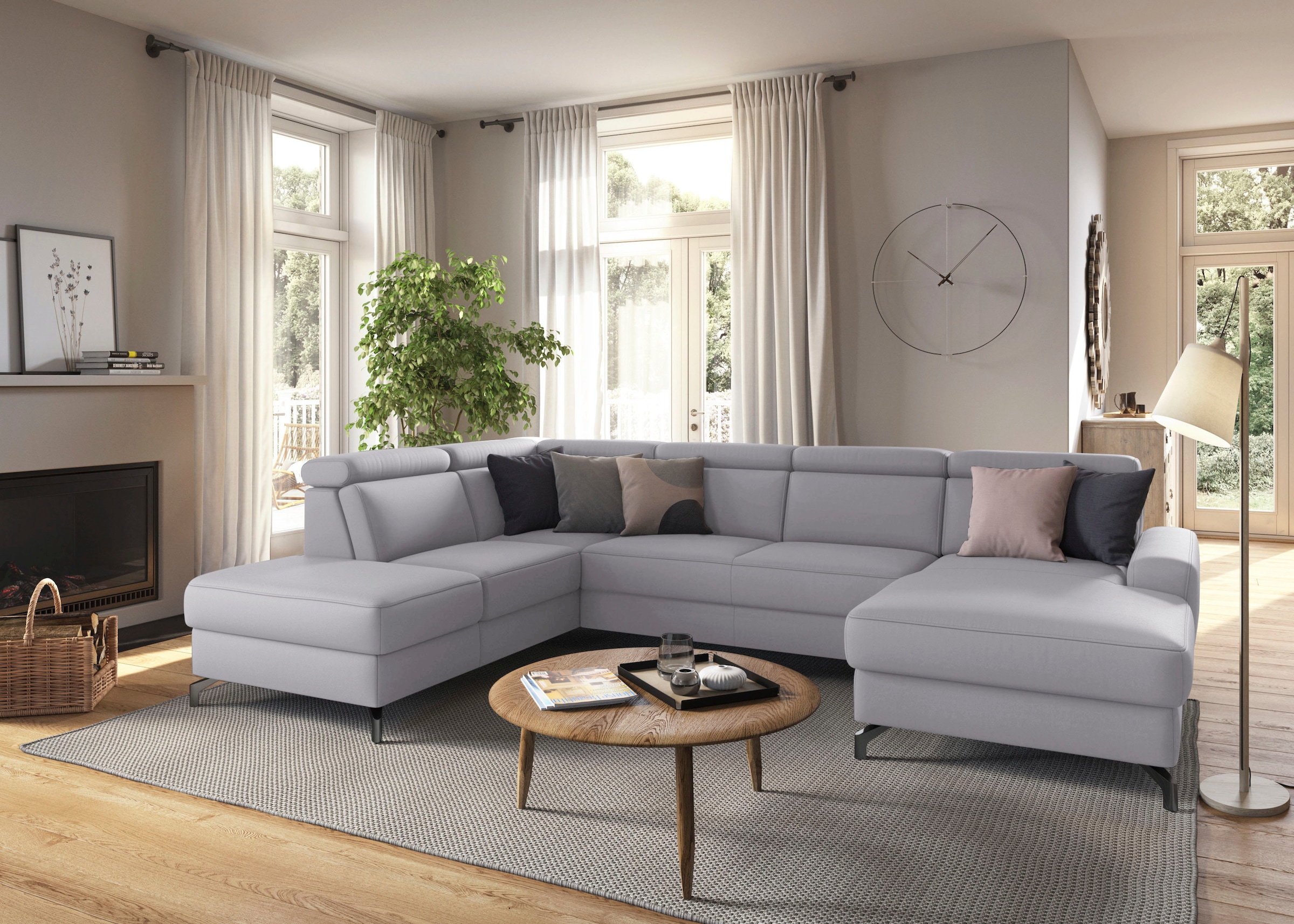 sit&more Wohnlandschaft »Scarlett U-Form«, inklusive Kopfteilverstellung, wahlweise mit Bettfunktion, Bettkasten