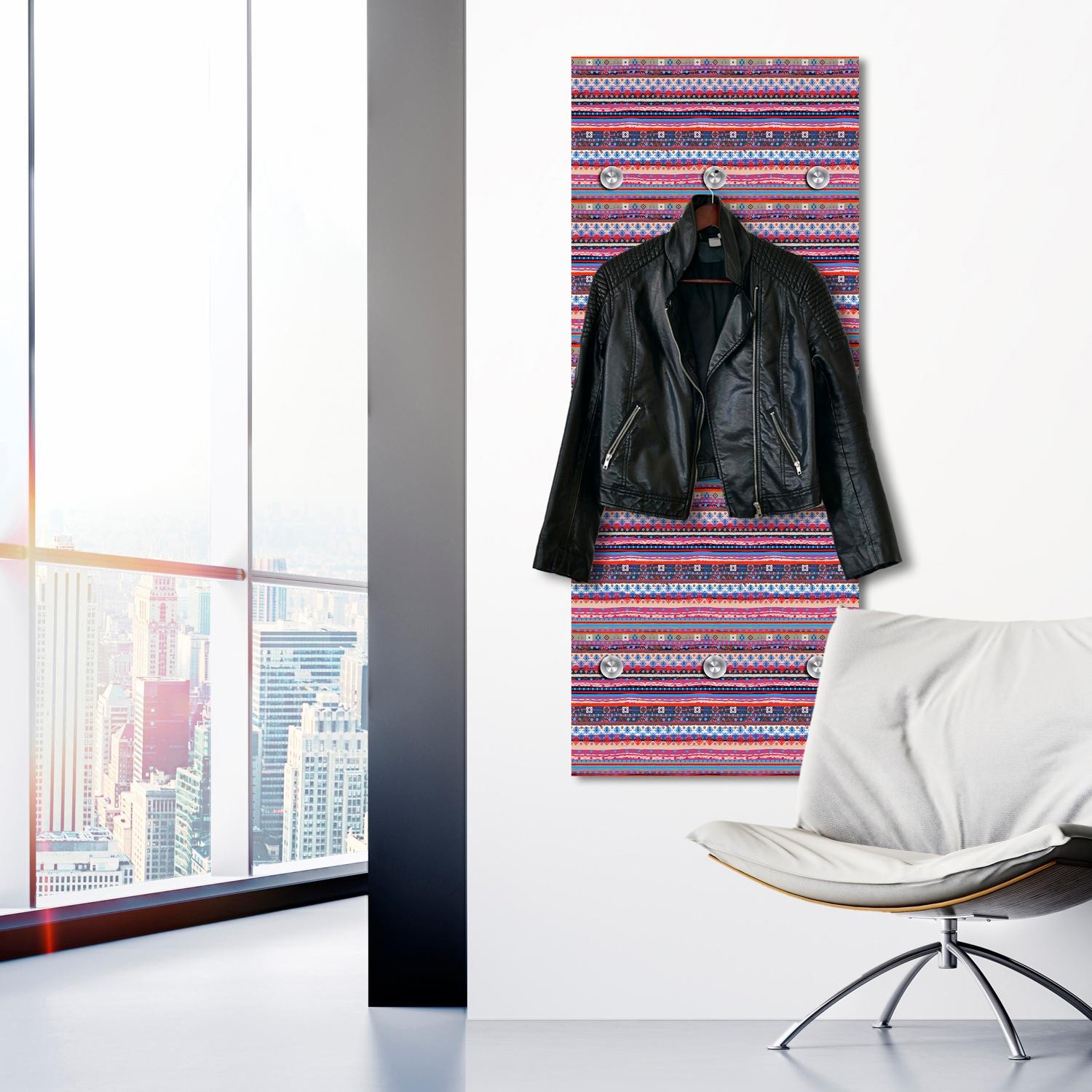 queence Garderobenleiste »Streifen quer«, mit 6 Haken, 50 x 120 cm