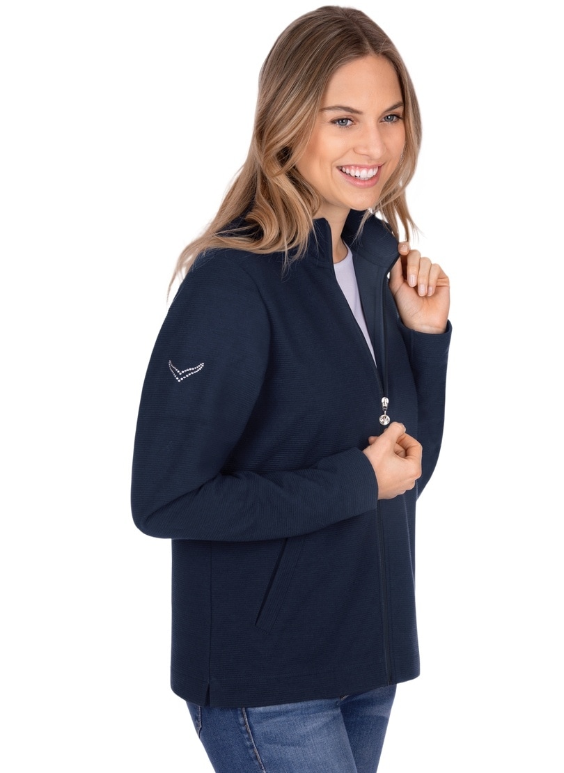 Trigema Sweatjacke "TRIGEMA Jacke mit funkelnden Strass-Steinen" 1 Stk. tlg günstig online kaufen