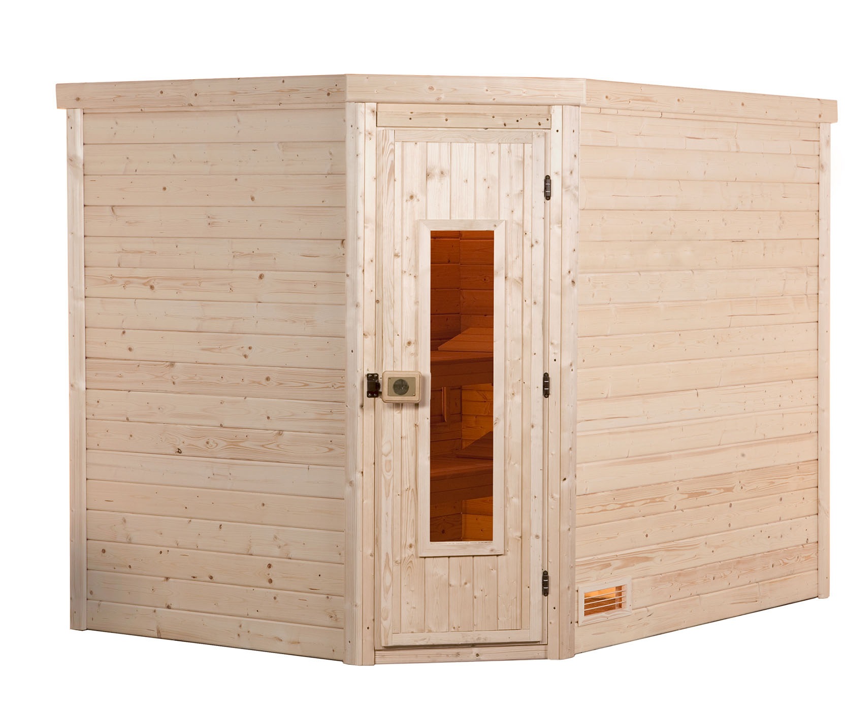 weka Sauna "Massivholzsauna TURKU 3", Blockbohlen, isolierte Holztür