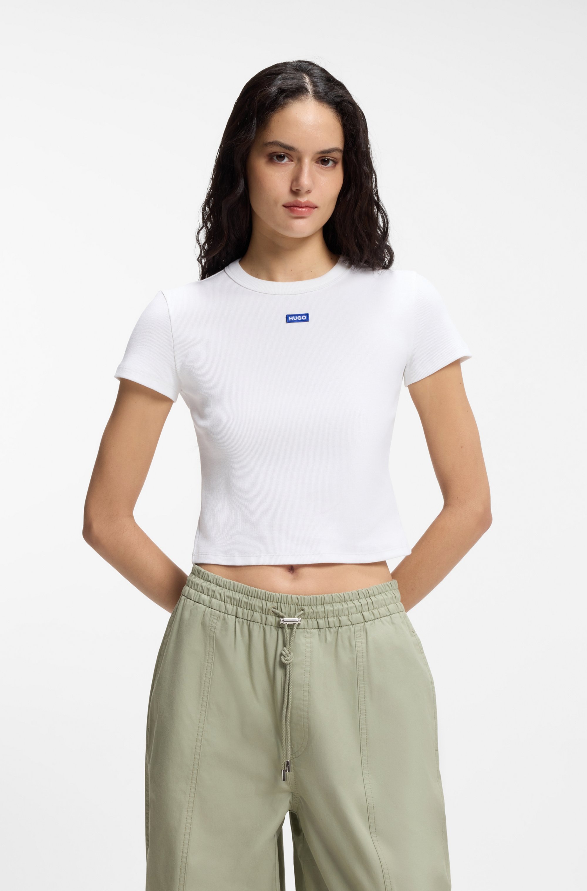 HUGO Blue T-Shirt »Baby Tee« in verkürzter Länge