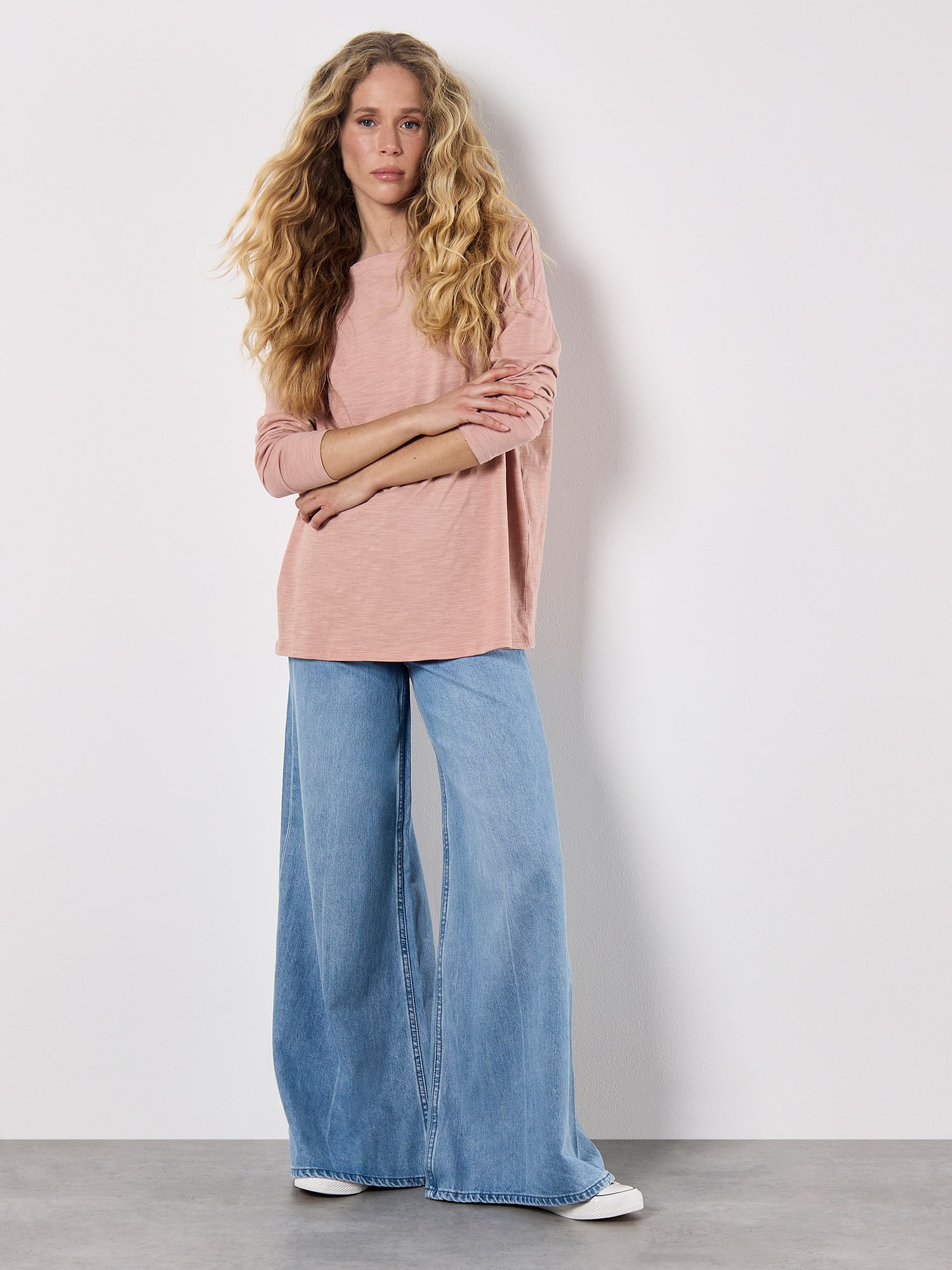Apricot Longtop "Longshirt" mit U-Boot-Ausschnitt