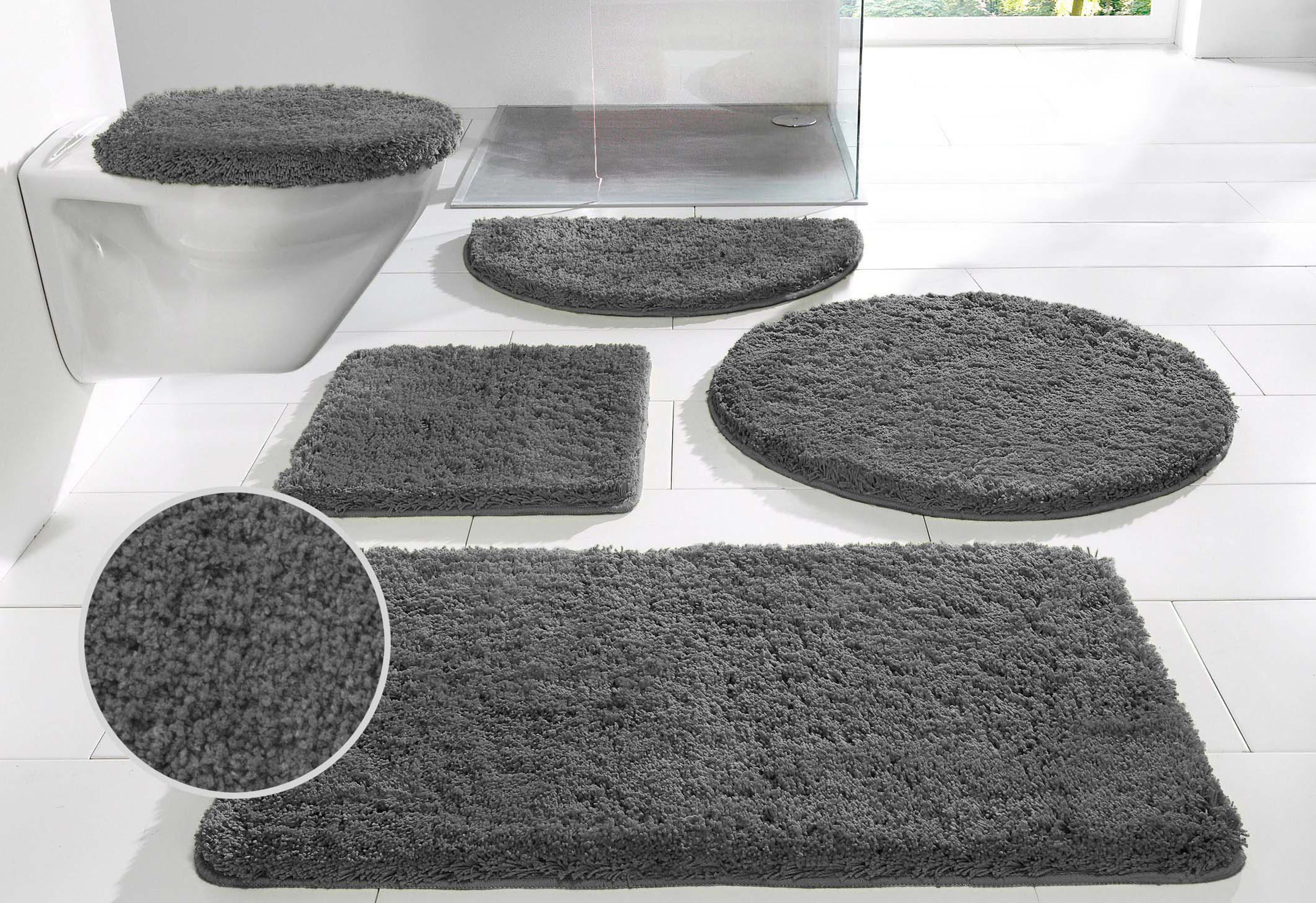 OTTO home Badematte "Sanremo, Standard & Premium, 30mm oder 35mm, sehr weich" rutschhemmend beschichtet fußbodenheizungsgeeignet schnell trocknend Badteppich, unifarben, rechteckig, rund & als 3-tlg. Set erhältlich