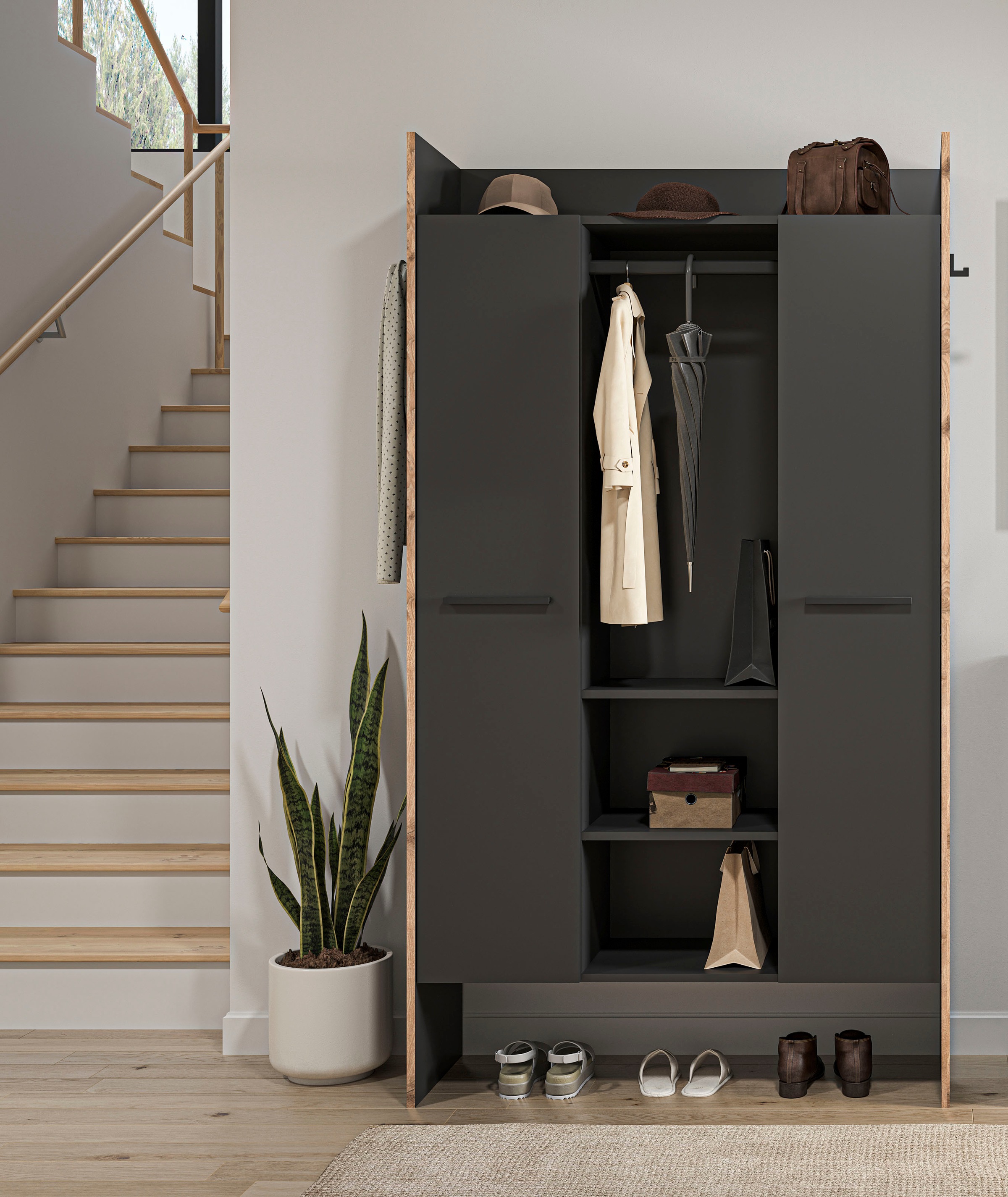 INOSIGN Garderobenschrank "MUSTA, Breite: 70cm, mit Kleiderstange, 2 Haken, günstig online kaufen