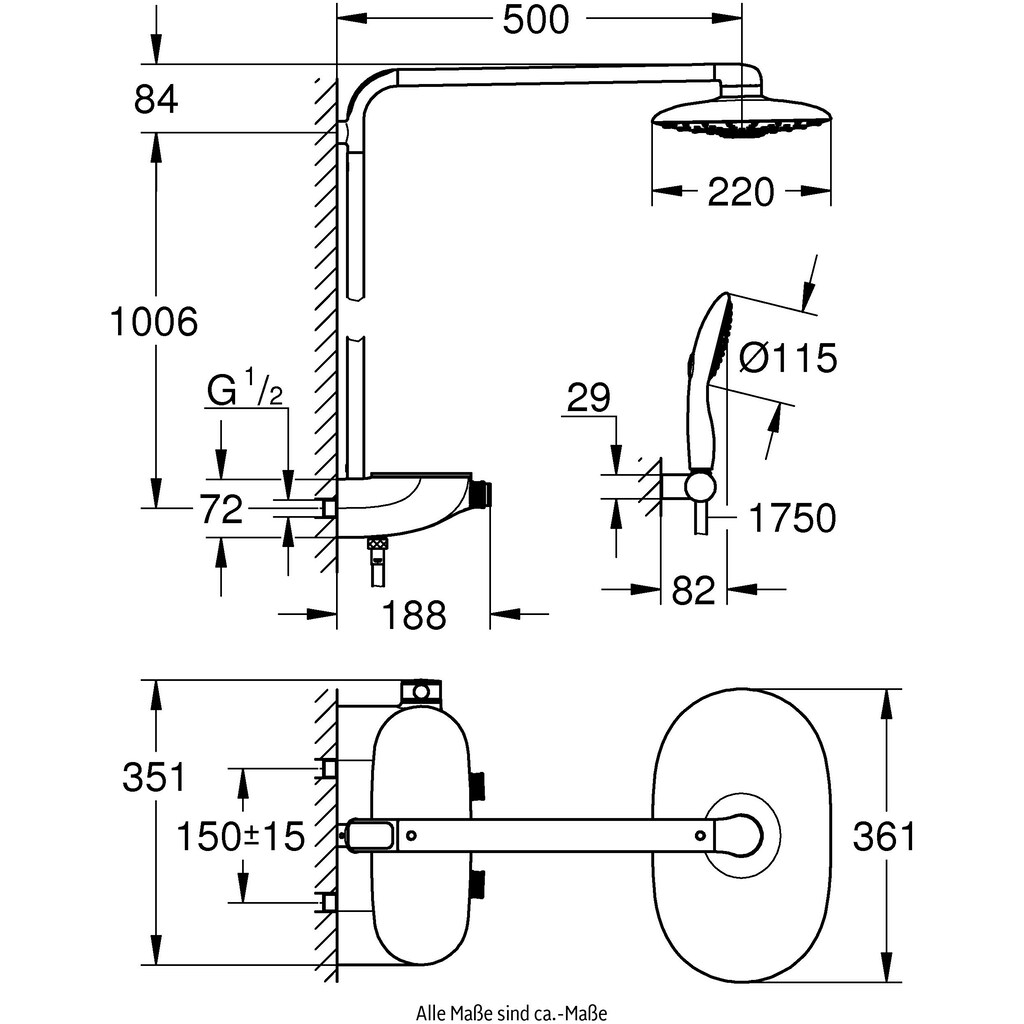 Grohe Duschsystem »Rainshower System SmartControl«, (Packung)