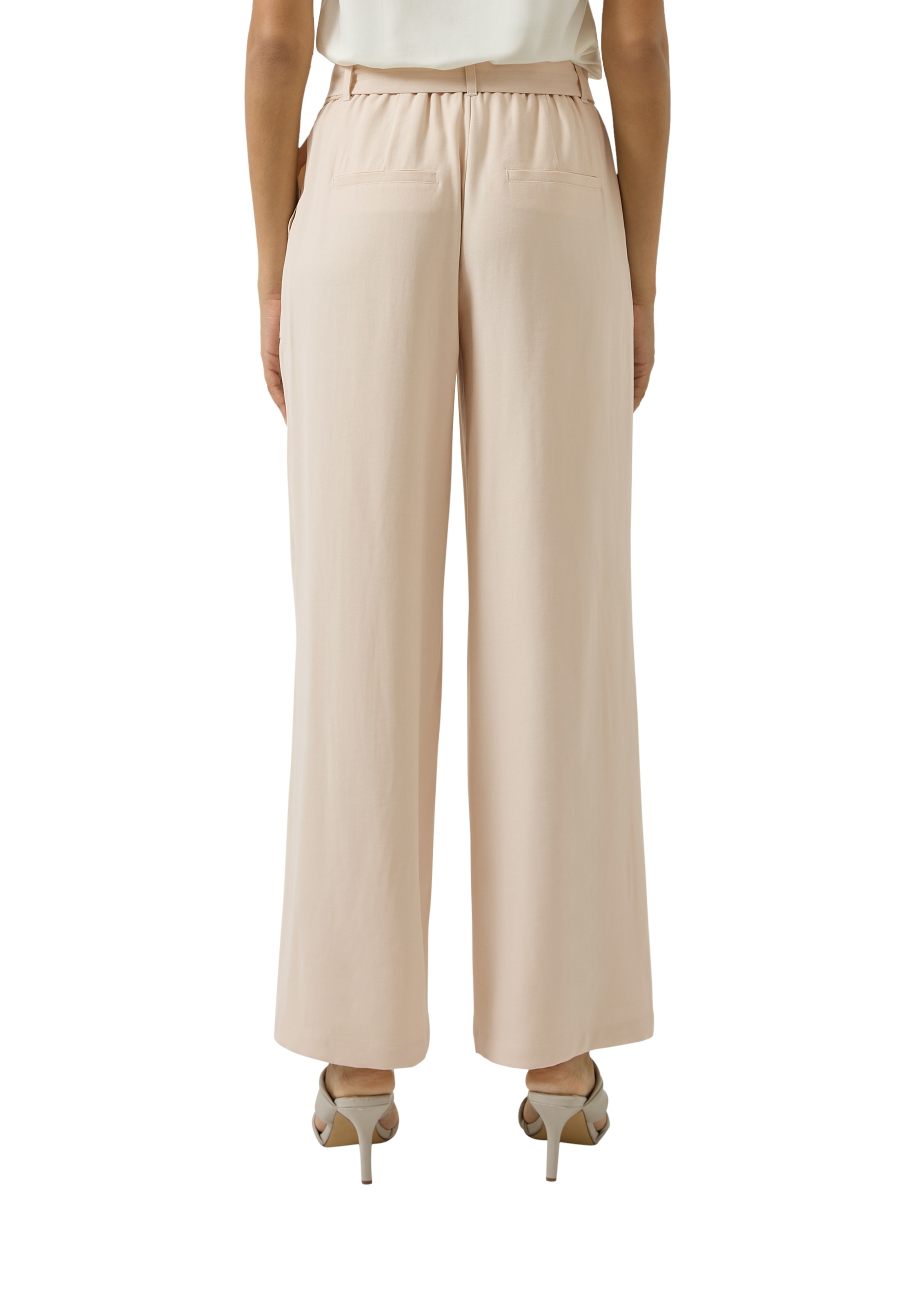 s.Oliver BLACK LABEL Stoffhose mit Bindegürtel und weitem Bein günstig online kaufen