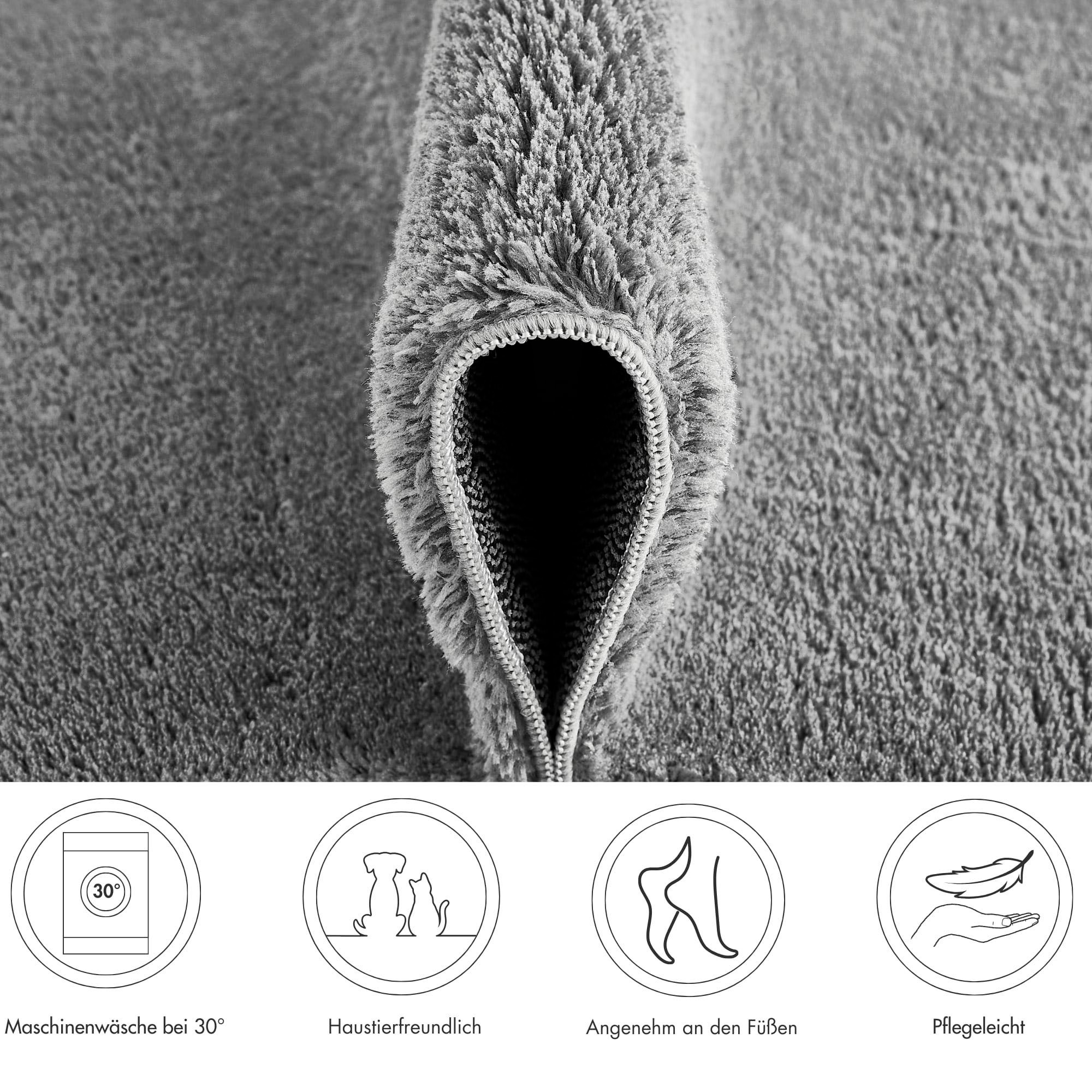 Thumbnail - Andiamo Teppich "Arezzo" rund 16 mm Höhe Uni Farben, weicher Flor, waschbar, ideal im Wohnzimmer & Schlafzimmer