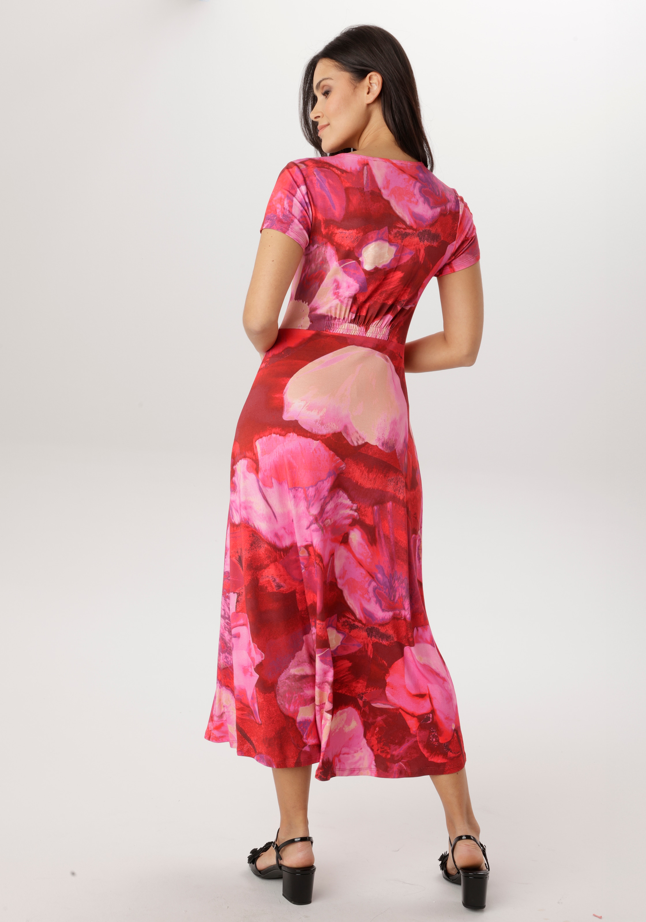 Aniston SELECTED Midikleid mit Smok-Details und fantasievollem Blütendruck - NEUE KOLLEKTION