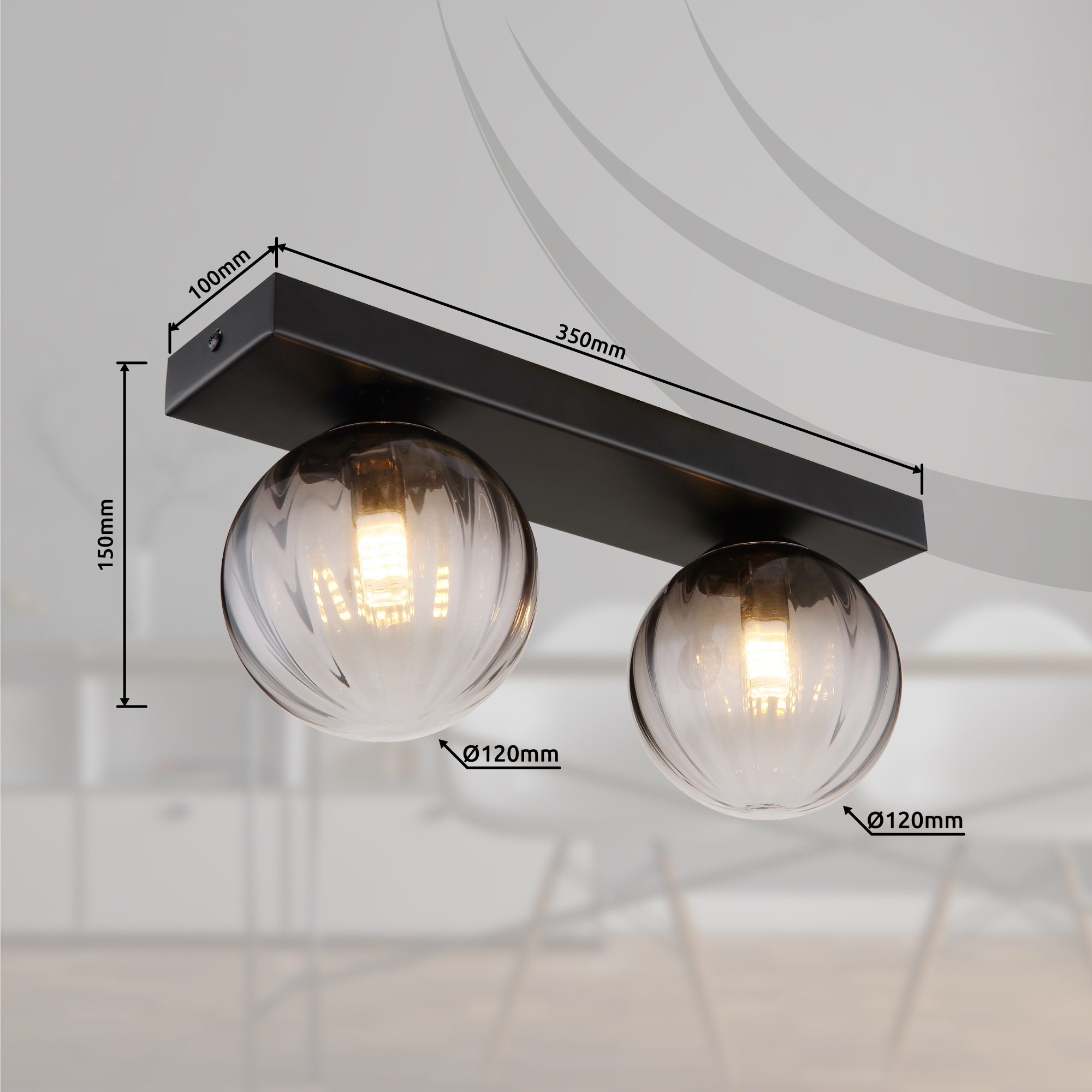 GLOBO LIGHTING Wandleuchte »DALLERTA«, Leuchtmittel G9 | ohne Leuchtmittel, Wandlampe/Metall/Glas rauchfarben/Wohnzimmer/Flur/rund/klar verlaufend