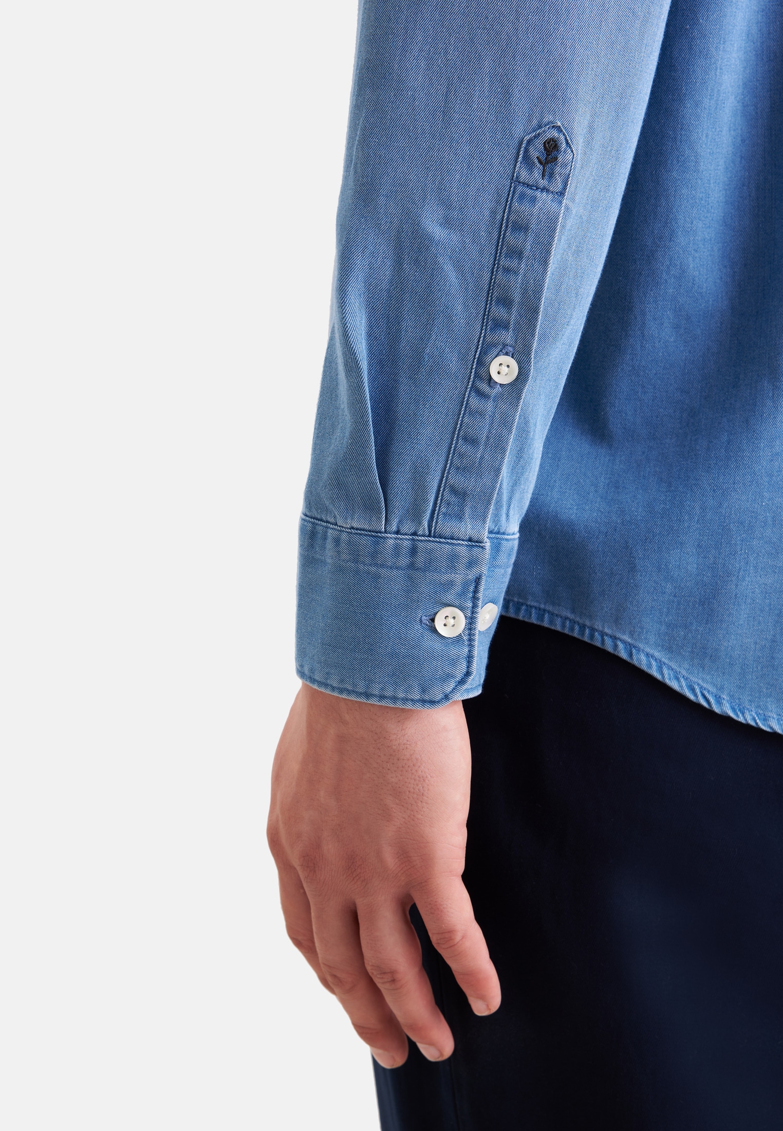 seidensticker Jeanshemd Regular 1/1 Kentkragen Denim
