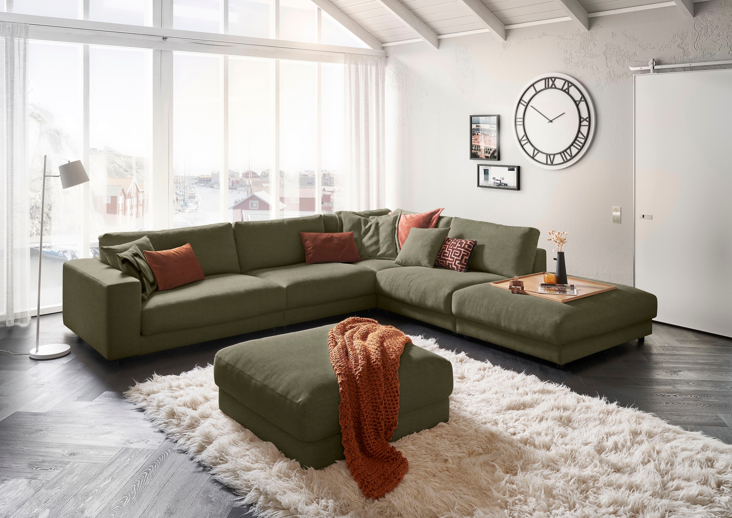 3C Candy Ecksofa »Enisa II, bequem und komfortabel, großes Familiensofa, L-Form«, incl. 3 Flatterkissen, wahlweise mit Flecken-Schutz-Bezug Easy care
