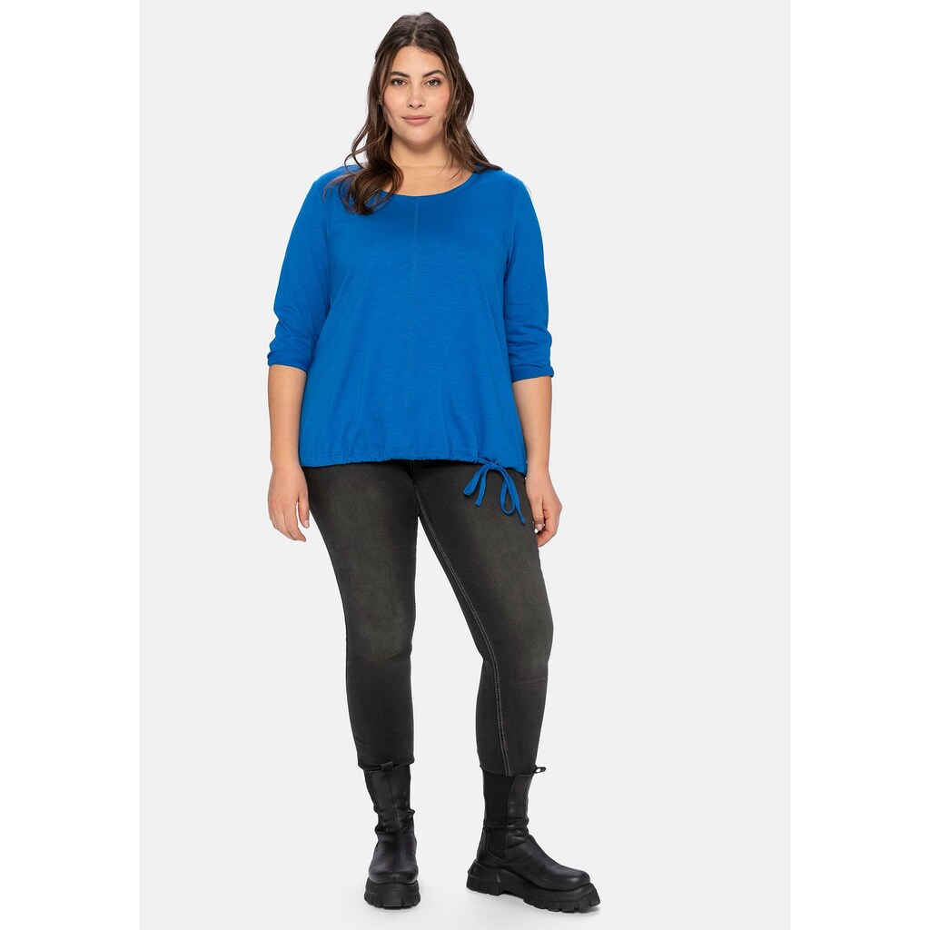 Damenmode Shirts & Sweatshirts Sheego 3/4-Arm-Shirt »3/4-Arm-Shirt«, mit Tunnelzug im Saum blau Damenmode Shirts & Sweatshirts Sheego 3/4-Arm-Shirt »3/4-Arm-Shirt«, mit Tunnelzug im Saum blau