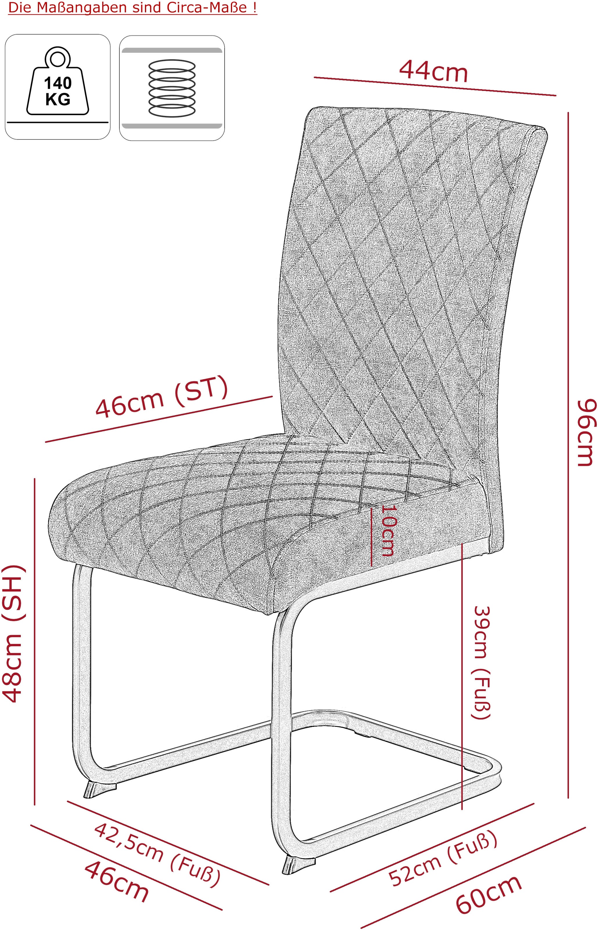OTTO home Freischwinger »LINA« (Set) 2 Stk.Komfortsitz mit Federkern