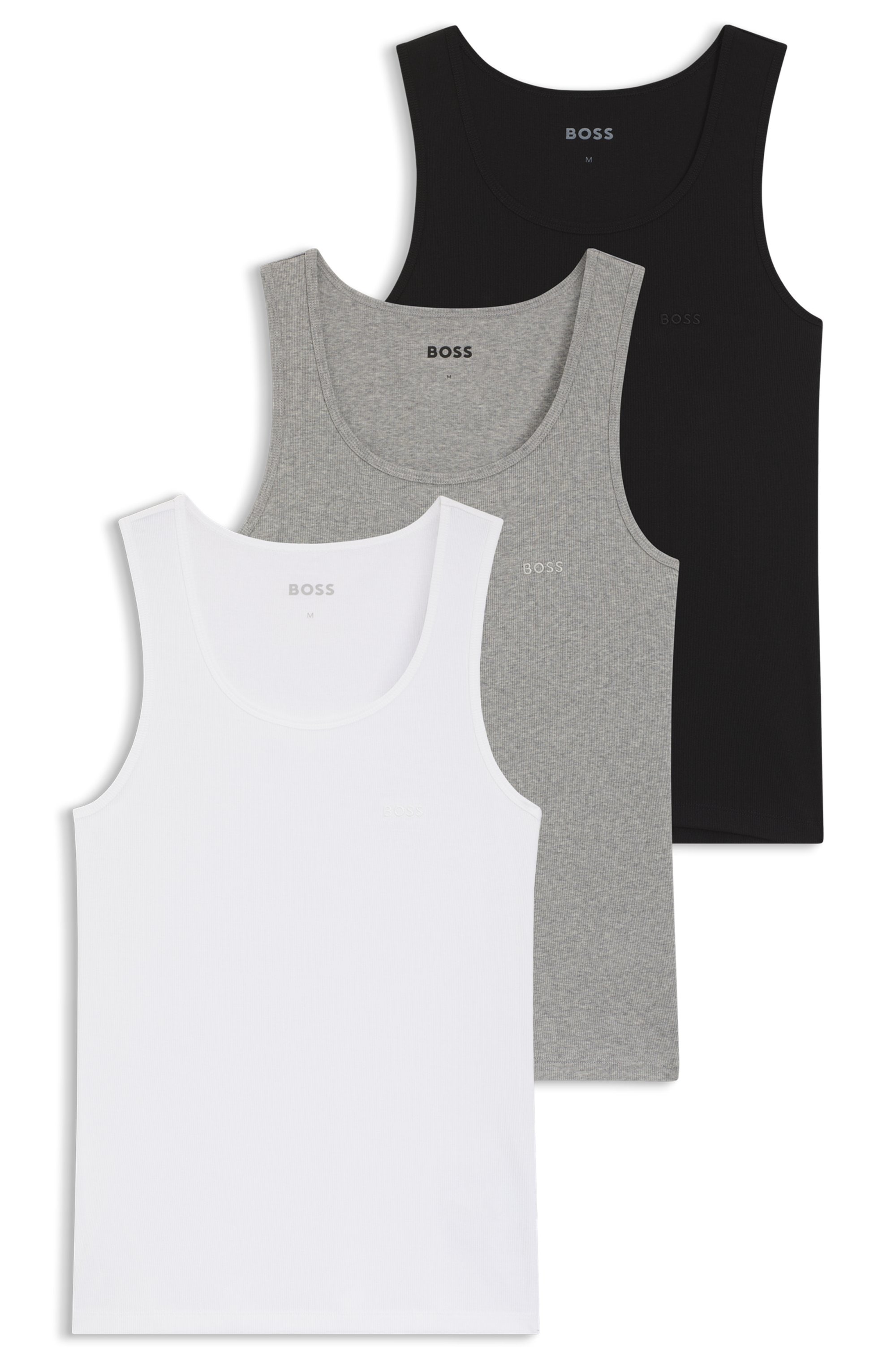 BOSS Tanktop "3P RibClassic BOSS ONE" Ton in Ton Stickerei auf der Brust günstig online kaufen