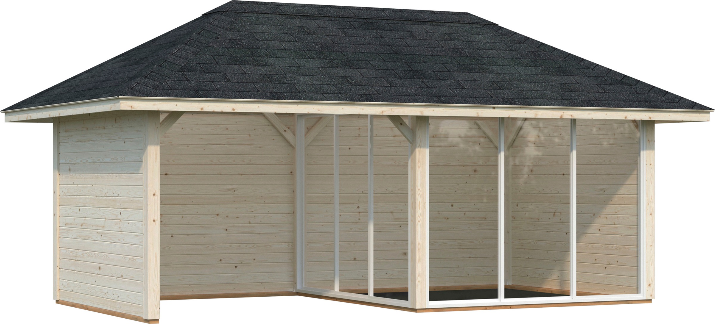 Palmako Holzpavillon "Bianca 16,6 m² Set 6", BxTxH: 588x300x323 cm