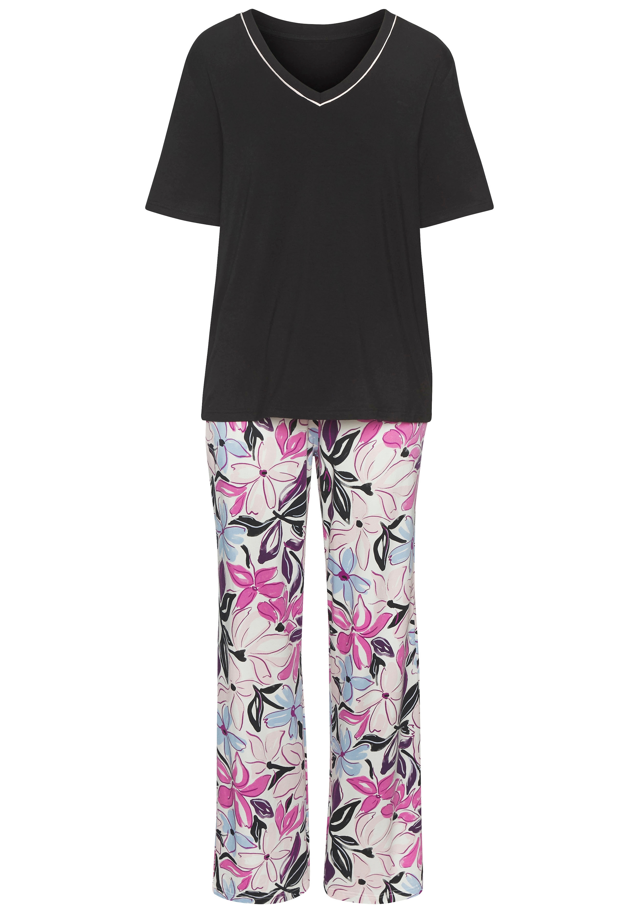LASCANA Pyjama, (2 tlg.), mit schönem Blumendruck