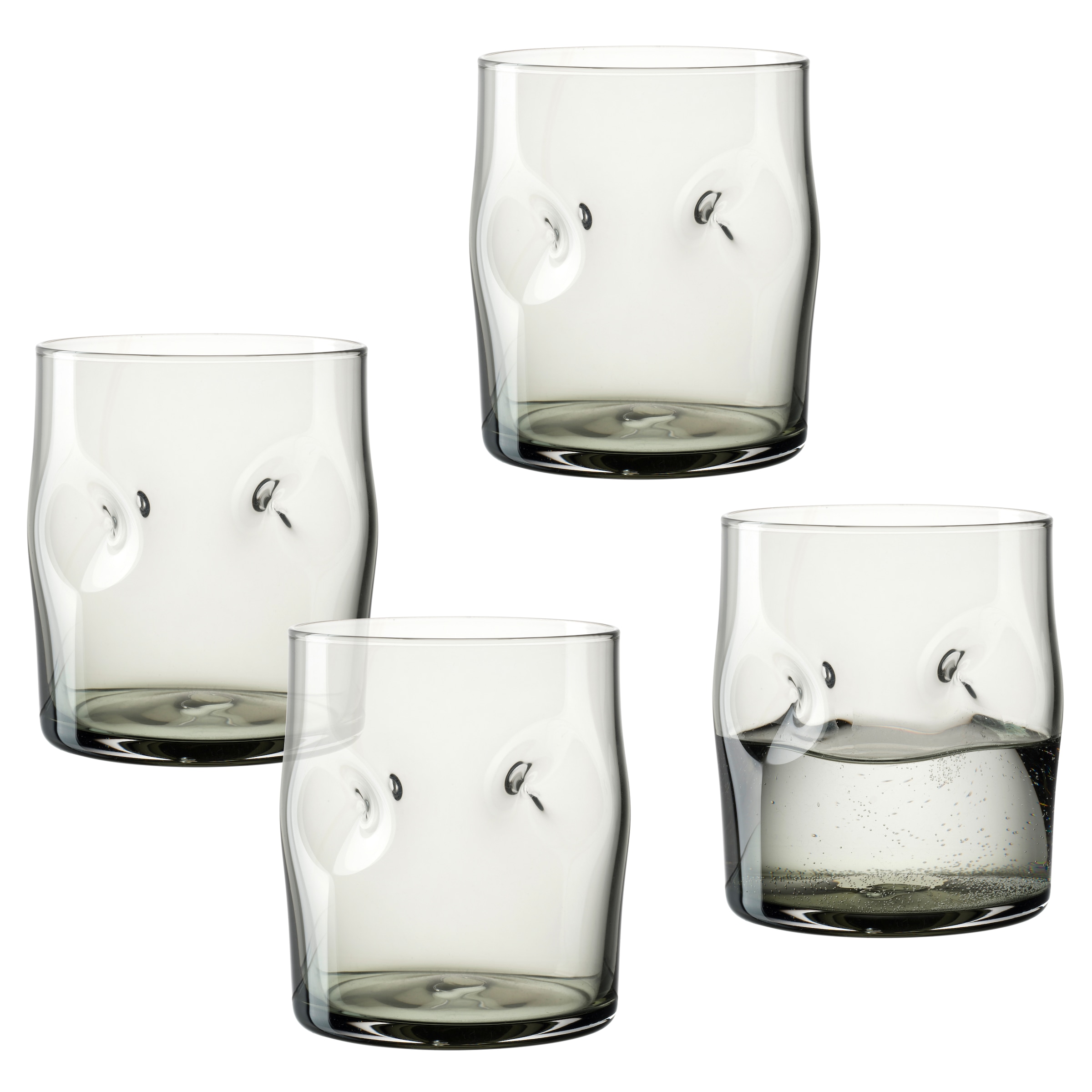 LEONARDO Gläser-Set "Trinkglas VESUVIO, 300 ml, 4er-Set" konische Form, markantes Design - mit Einquetschungen