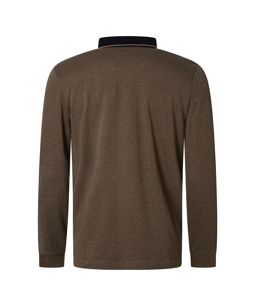 Pierre Cardin Langarm-Poloshirt, mit Fischgratmuster