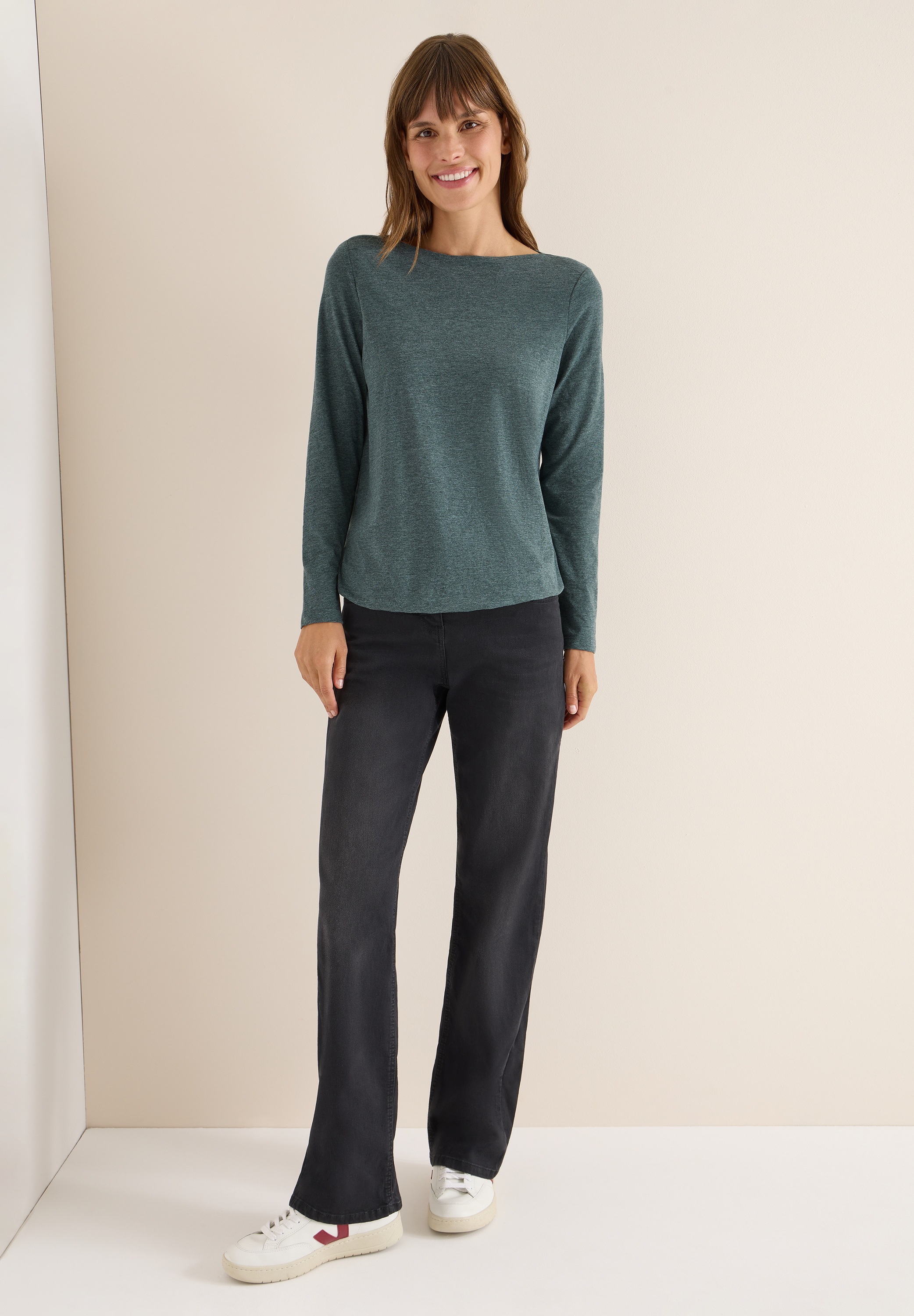 Cecil Langarmshirt im Melange Look