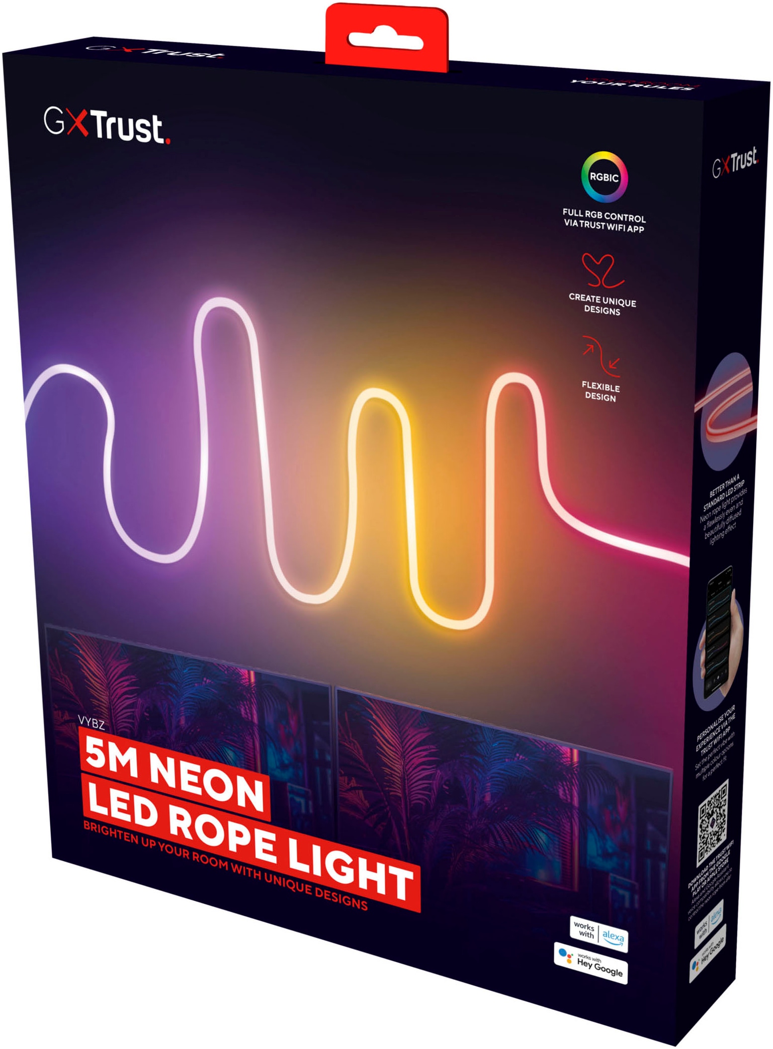 Trust Lichtanlage »GXT 904 Vybz RGBIC 5M LED Neon-Seillicht«