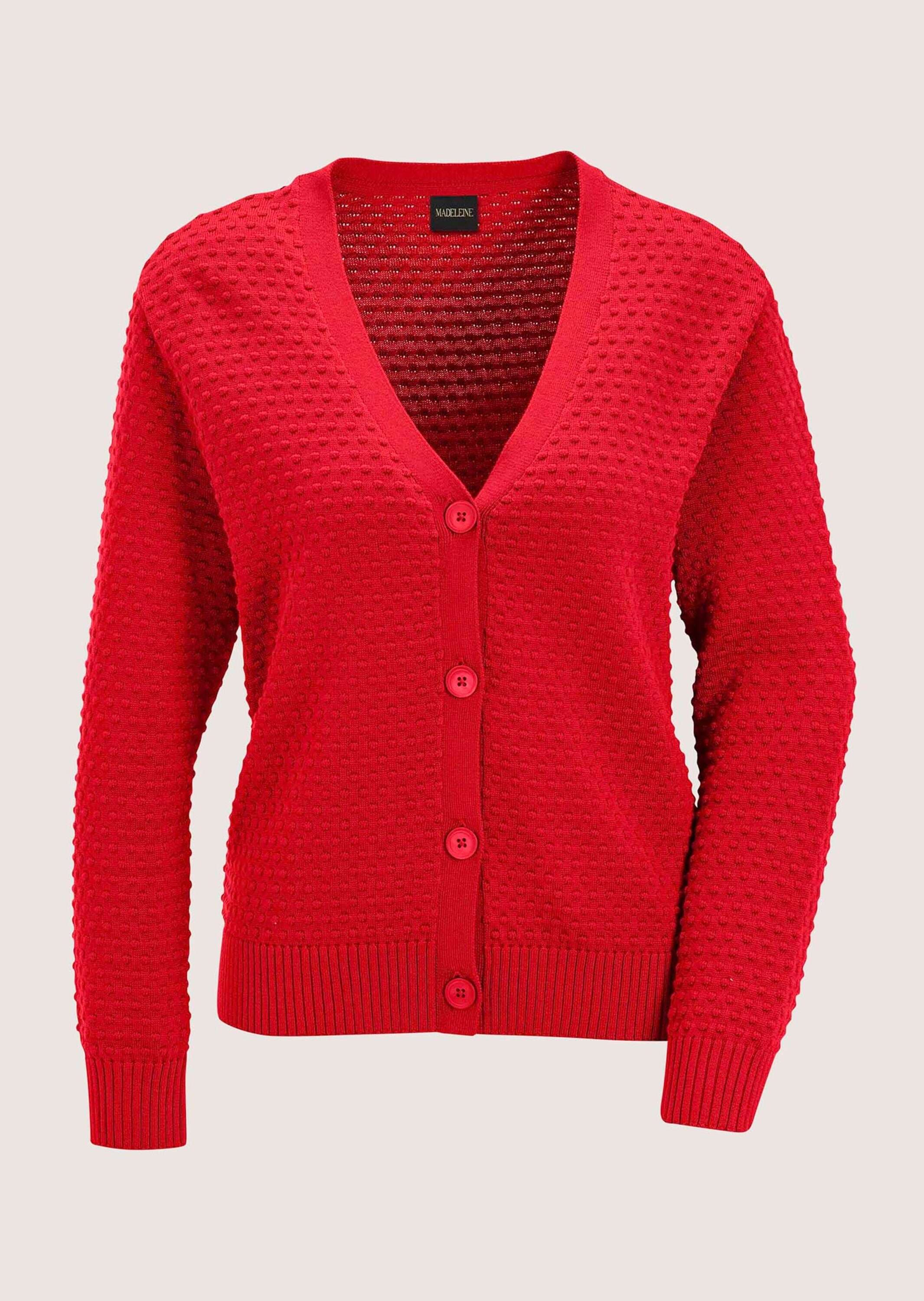 MADELEINE Strickjacke "Strickjacke Eleganter Cardigan mit V-Ausschnitt" Strukturstrick