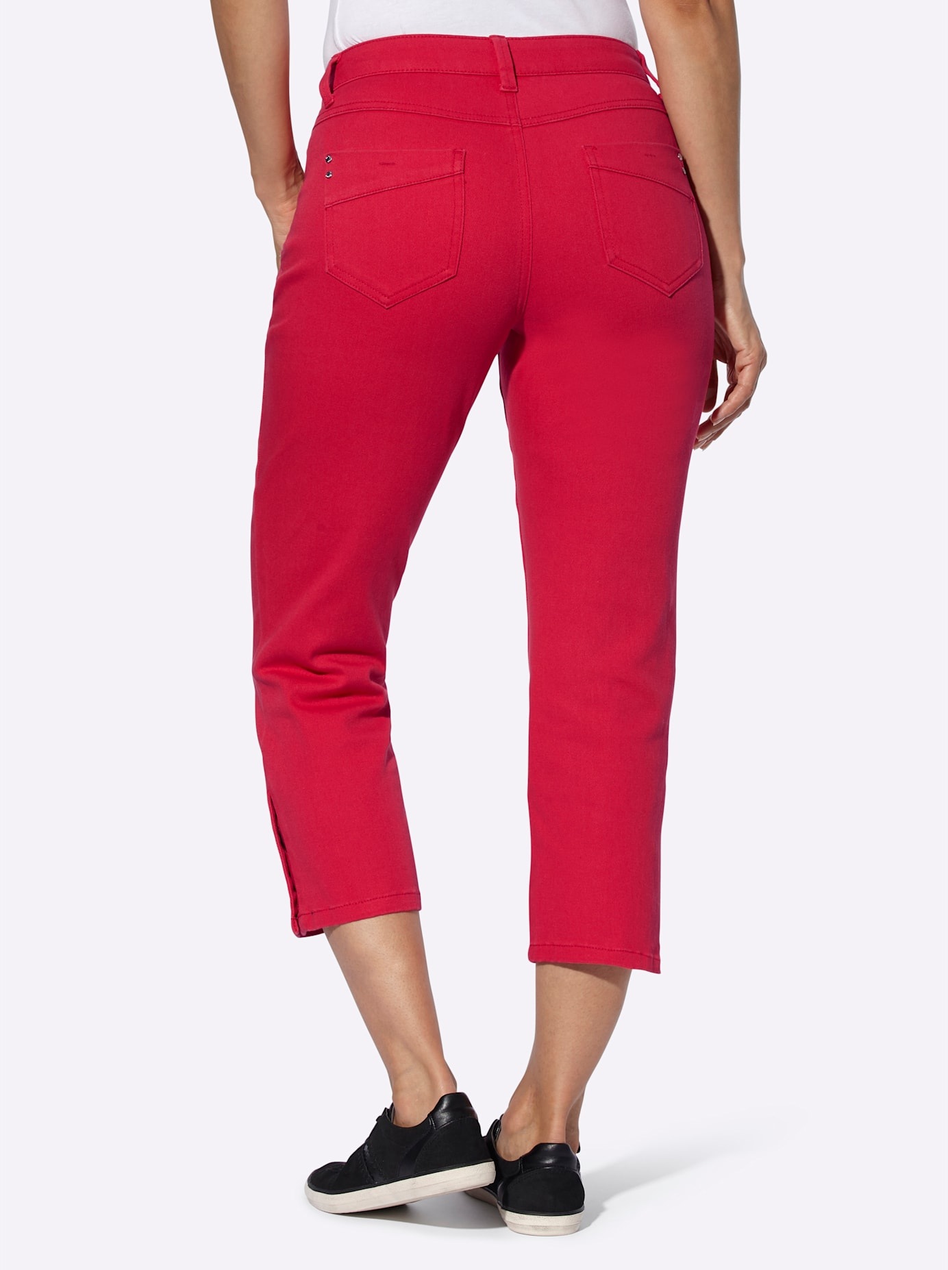 5-Pocket-Jeans CASUAL LOOKS, Damen, Gr. 25, Kurzgrößen, lila (erdbeere), 98% Baumwolle, 2% Elasthan, unifarben, 7/8-Länge, Jeans 5-Pocket-Jeans 2