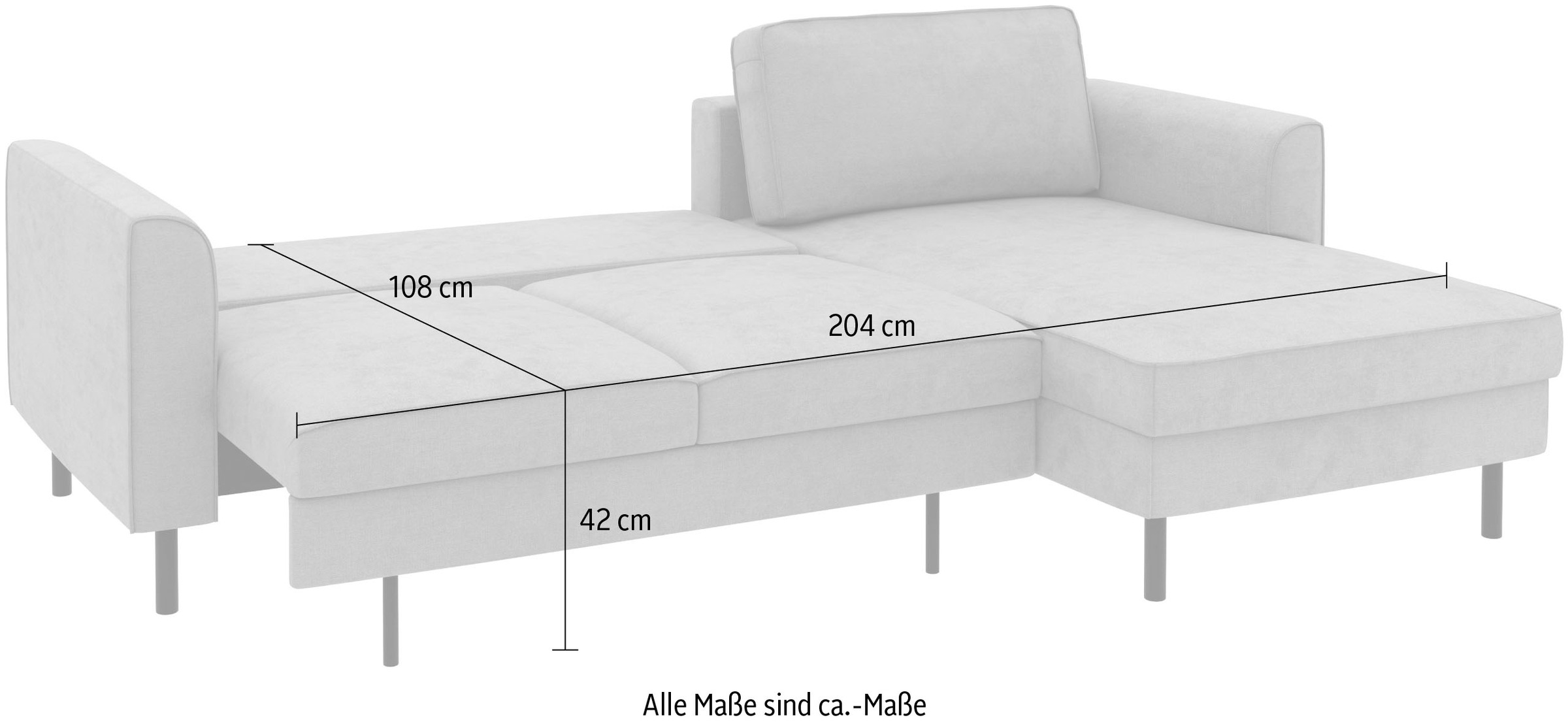 Home affaire Ecksofa »Booster Couch wahlweise mit Schlaffunktion und Bettkasten-auch in Cord«, Recamiere beidseitig montierbar, Sofa in L-Form, 232 cm