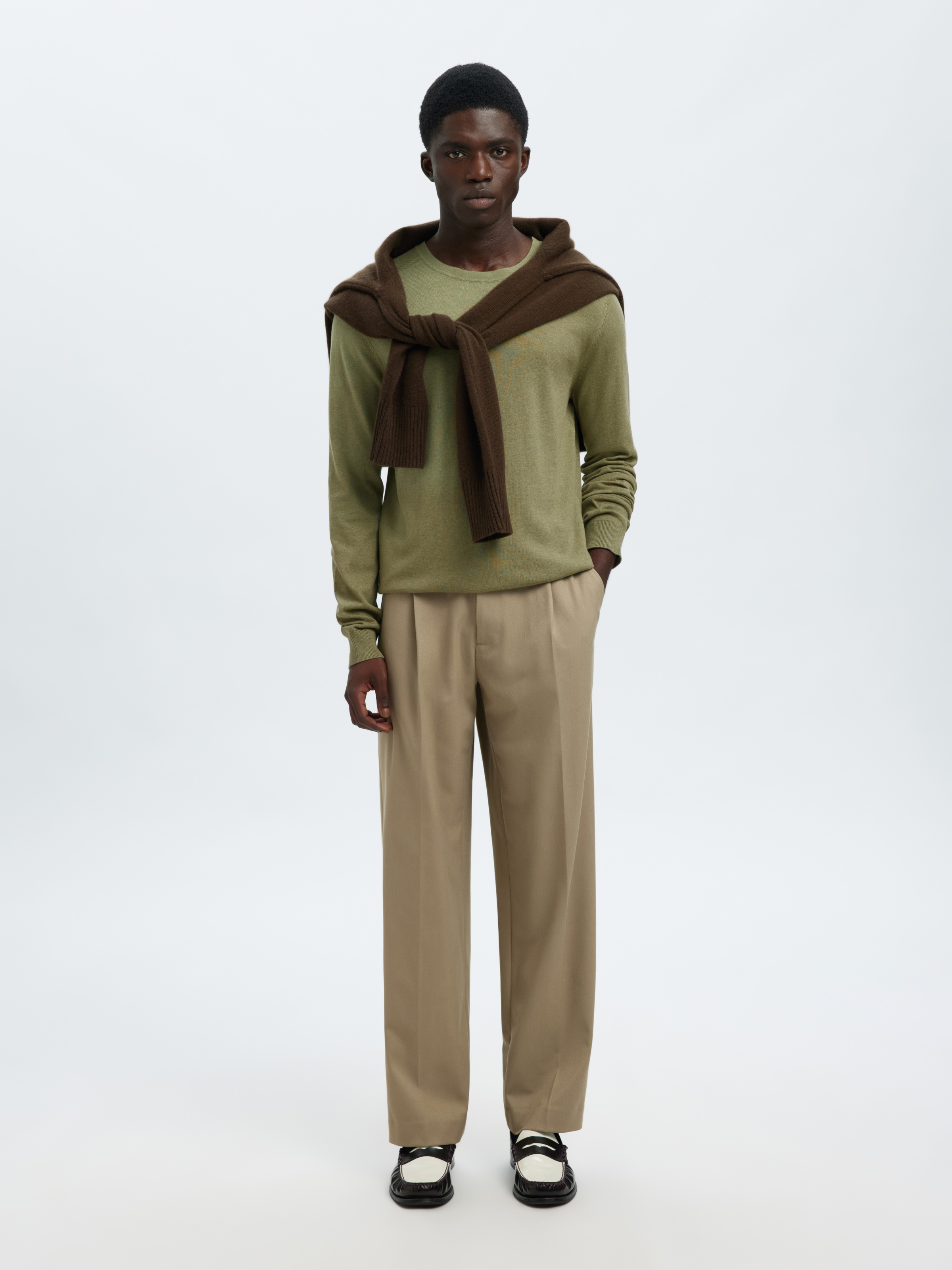 SELECTED Rundhalspullover »SLHBERG CREW NECK NOOS« Baumwolle, regular fit