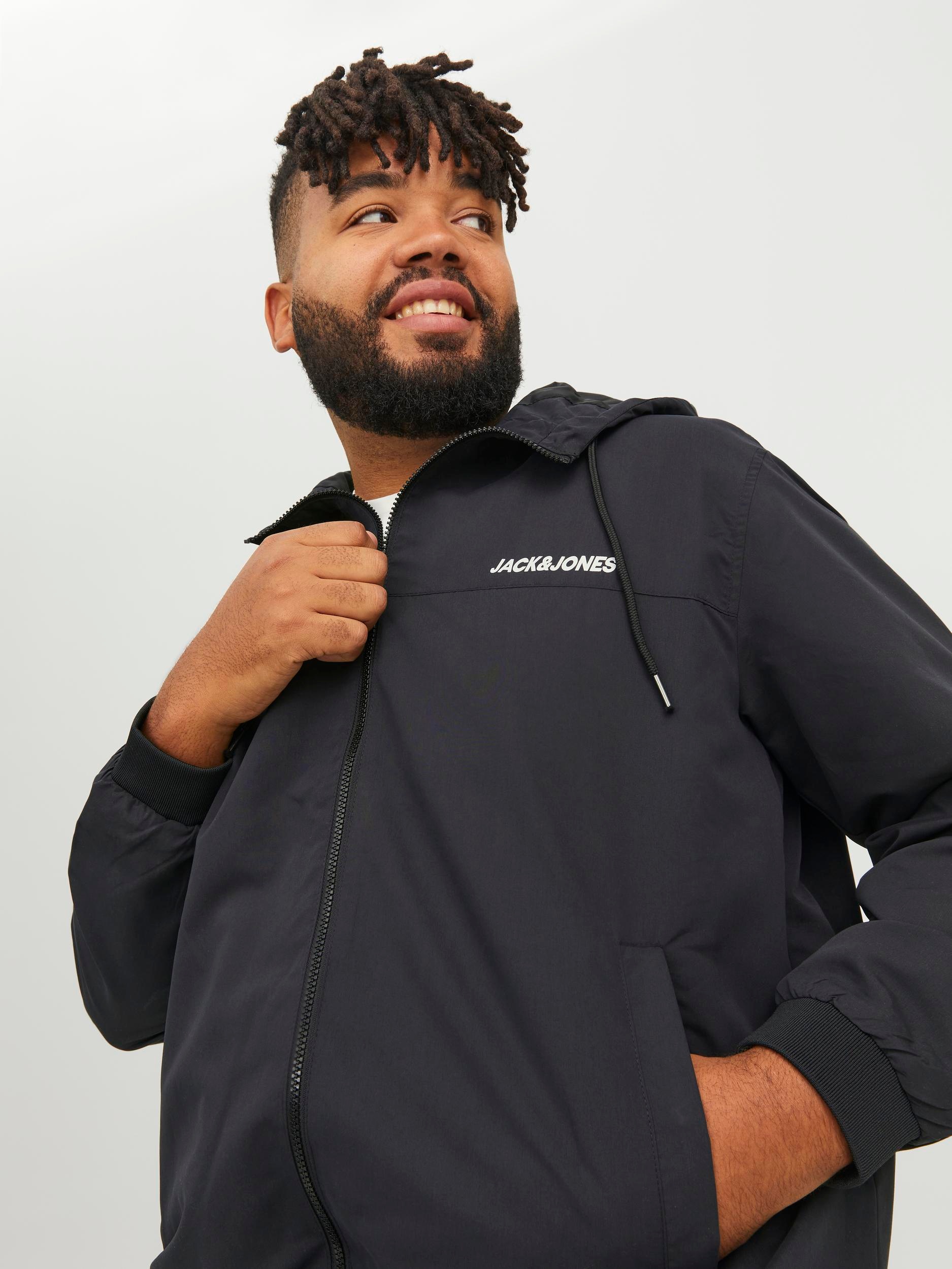 Jack & Jones PlusSize "JJERUSH HOOD BOMBER NOOS PLS" mit Kapuze mit Logo Sc günstig online kaufen