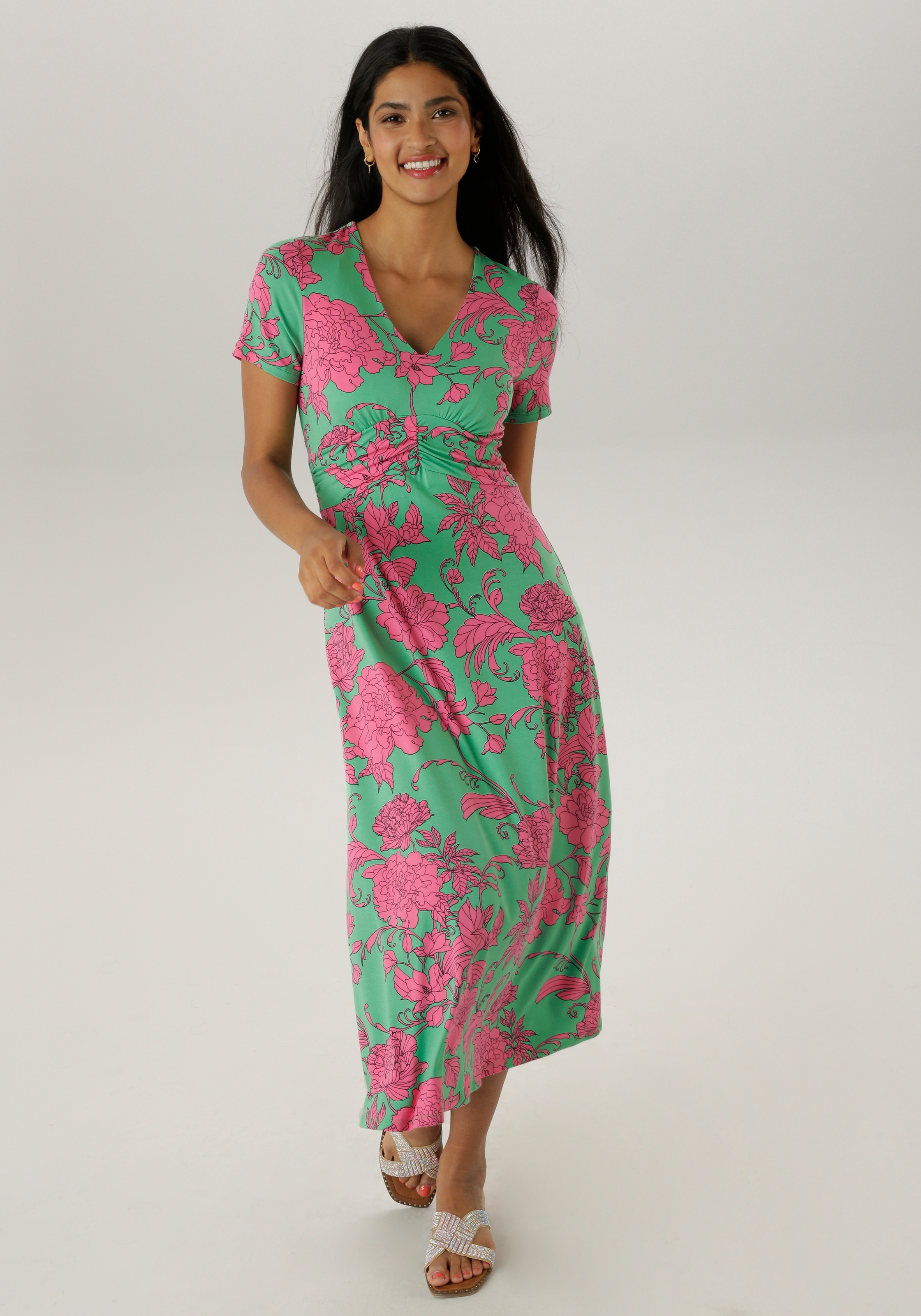 Aniston SELECTED Sommerkleid, mit abstrakten Blüten- und Blätterdruck günstig online kaufen