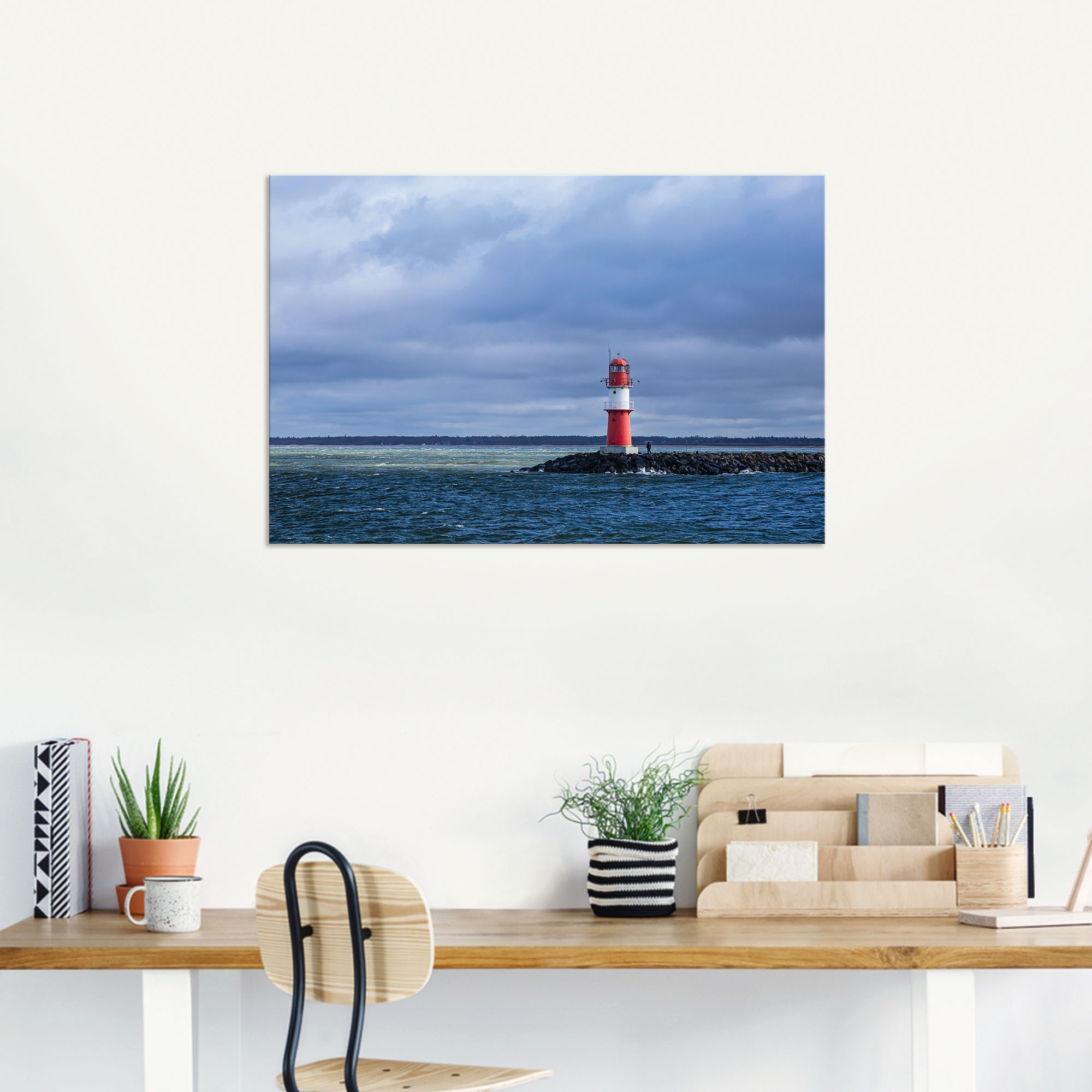 Artland Wandbild »Mole an der Ostseeküste in Warnemünde«, Gewässer, (1 St.), als Alubild, Leinwandbild, Wandaufkleber oder Poster in versch. Größen