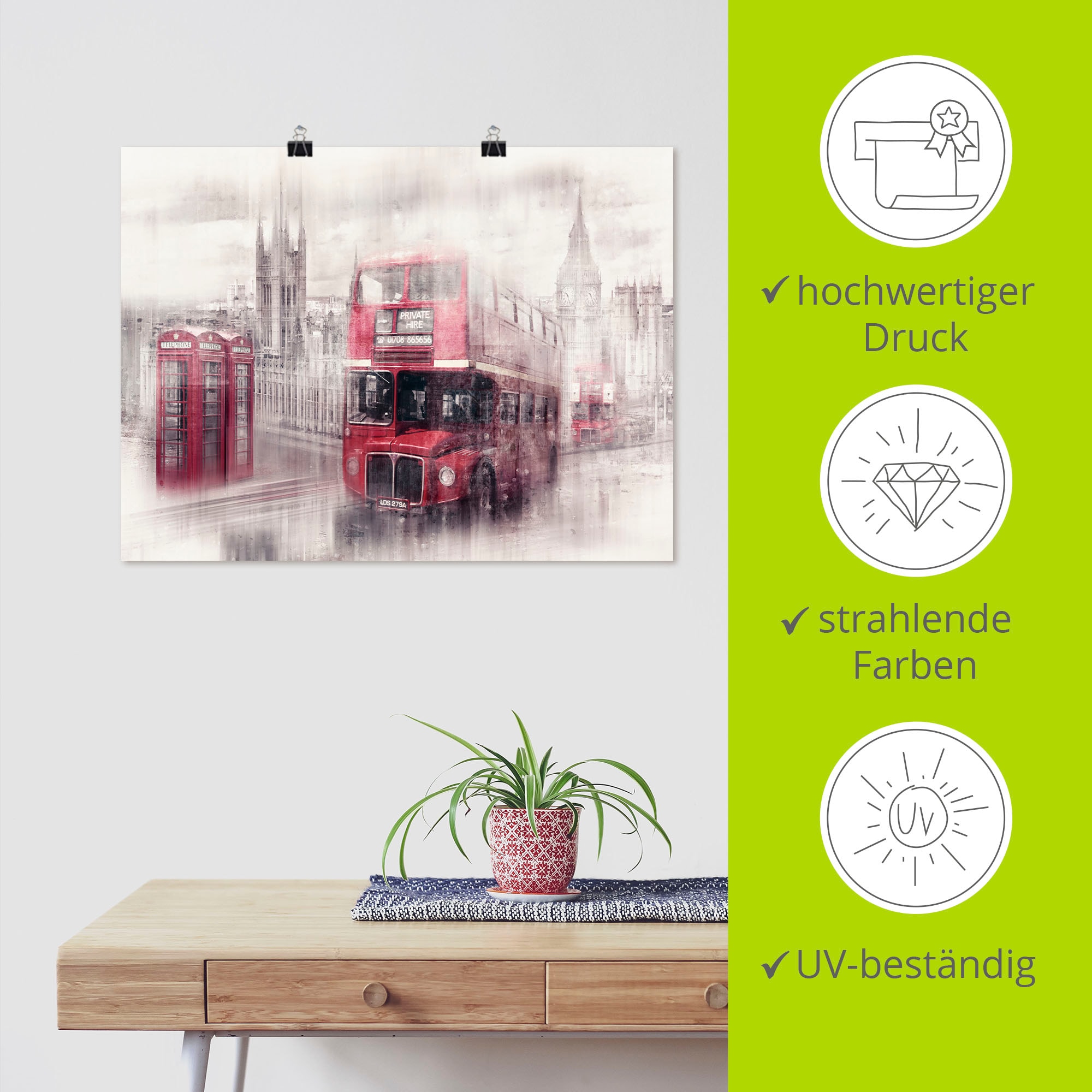 Artland Wandbild »London Westminster Collage«, Gebäude, (1 St.), als Leinwandbild, Poster in verschied. Größen
