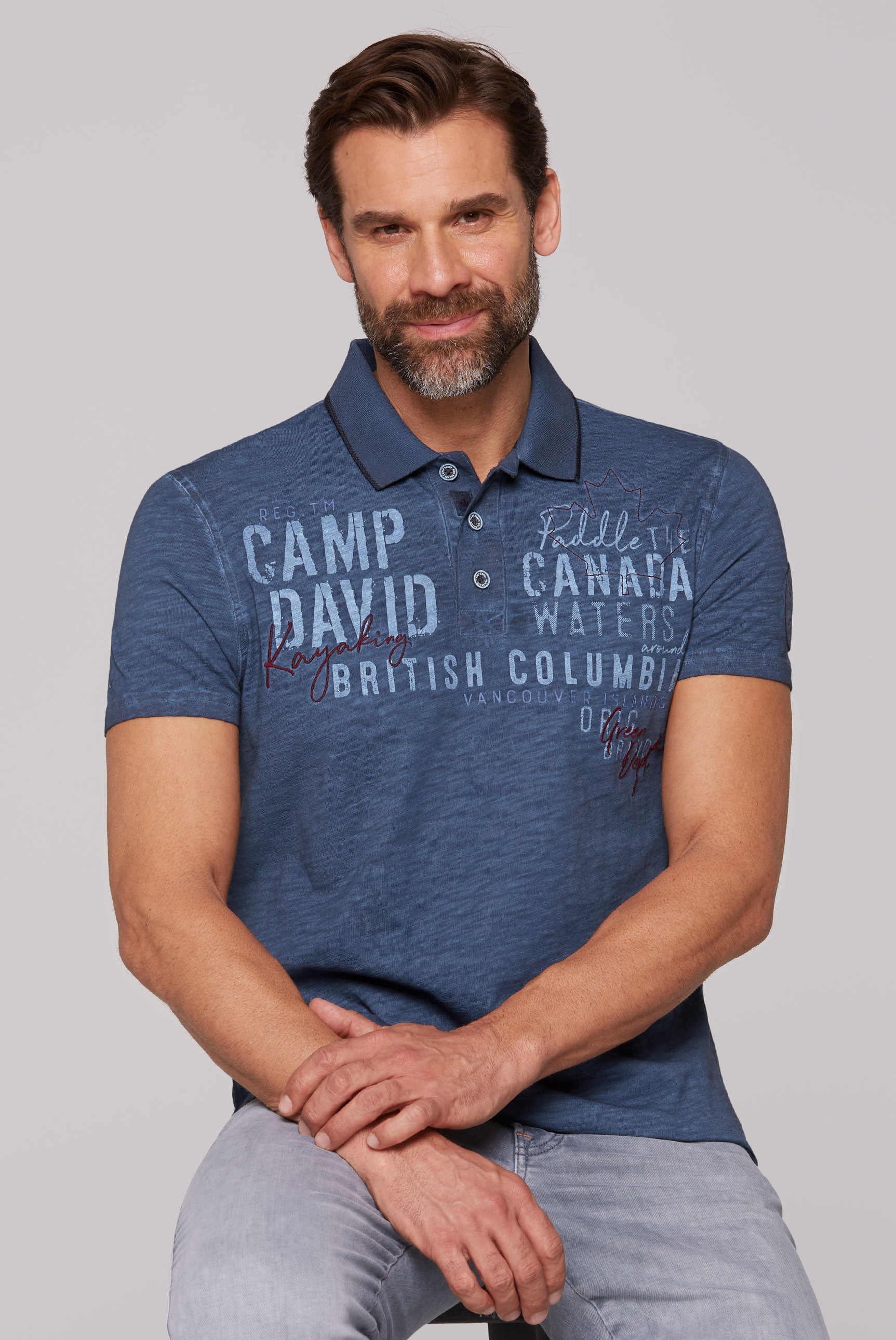 CAMP DAVID Poloshirt, kurzarm, mit Print und Stickereien günstig online kaufen