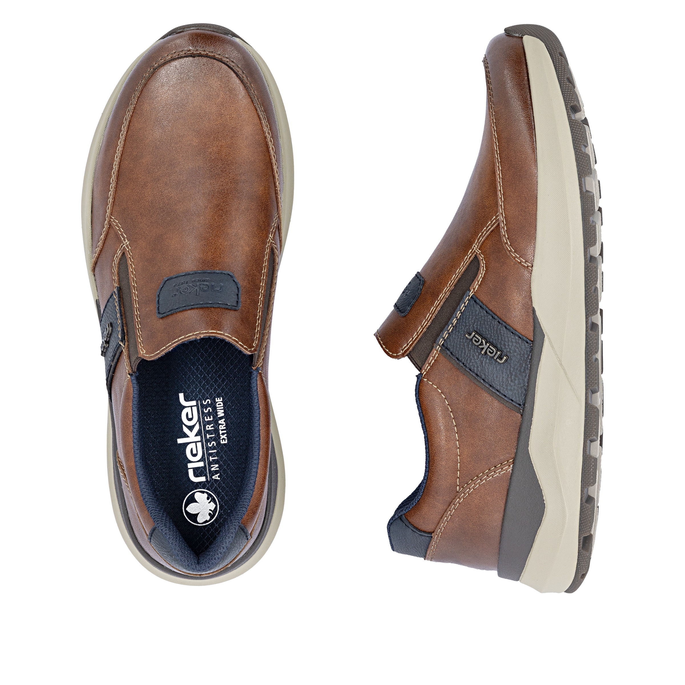 Rieker Slip-On Sneaker  Schlüpfschuh, Slipper, Halbschuh, Freizeitschuh mit Kontrastbesatz