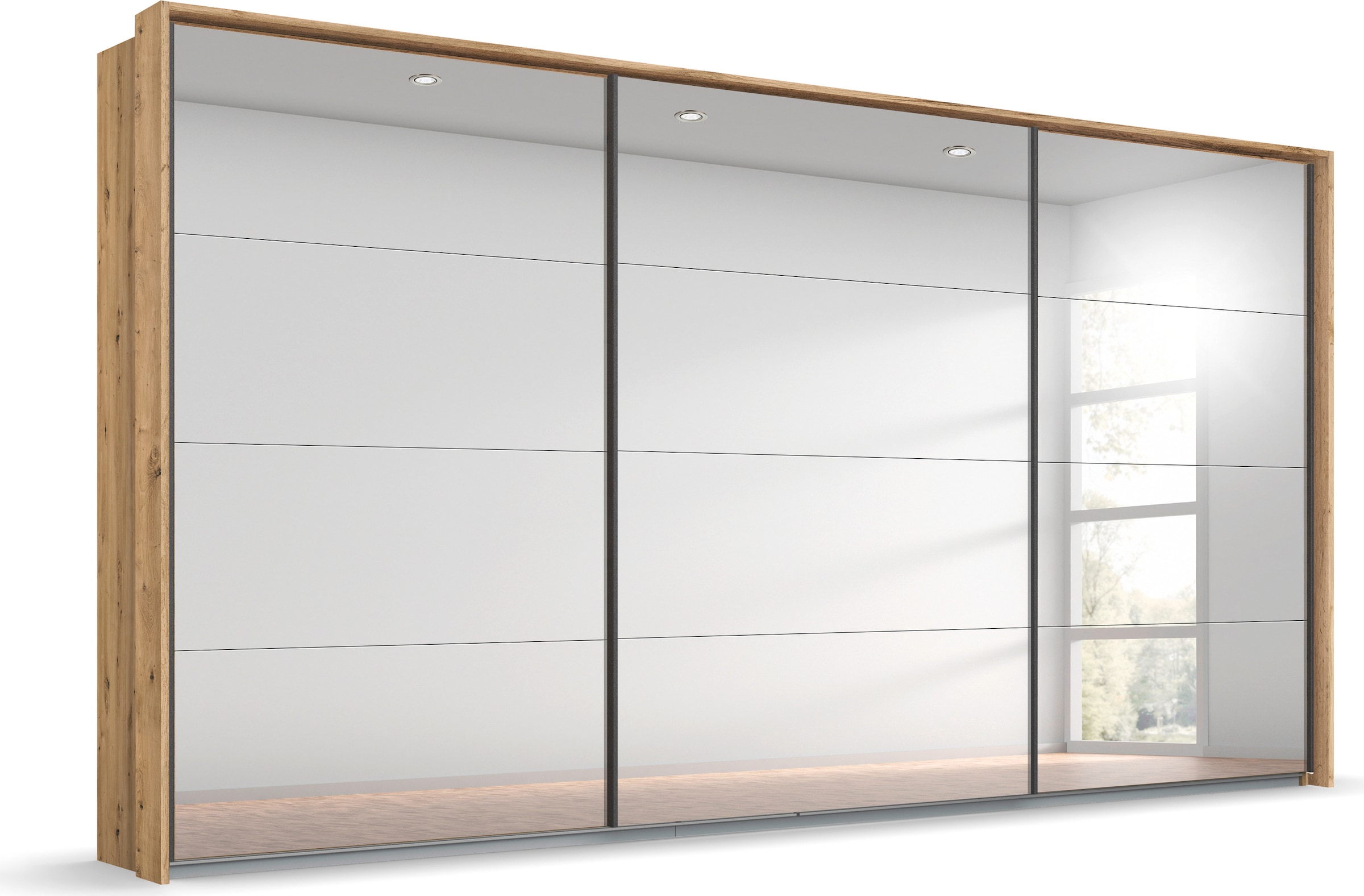 rauch Schwebetürenschrank »Oteli«, mit Spiegelfront und Passepartout optional mit Beleuchtung