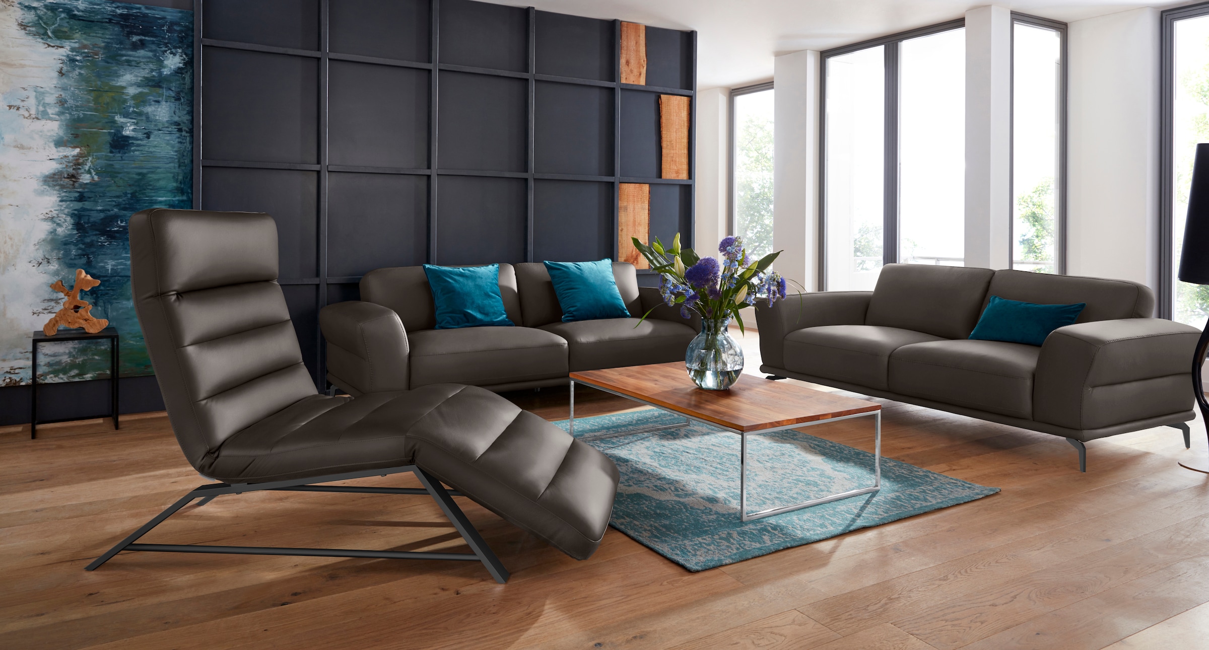 W.SCHILLIG 2,5-Sitzer »montanaa« mit Metallfüßen in Schwarz pulverbeschichtet, Breite 212 cm