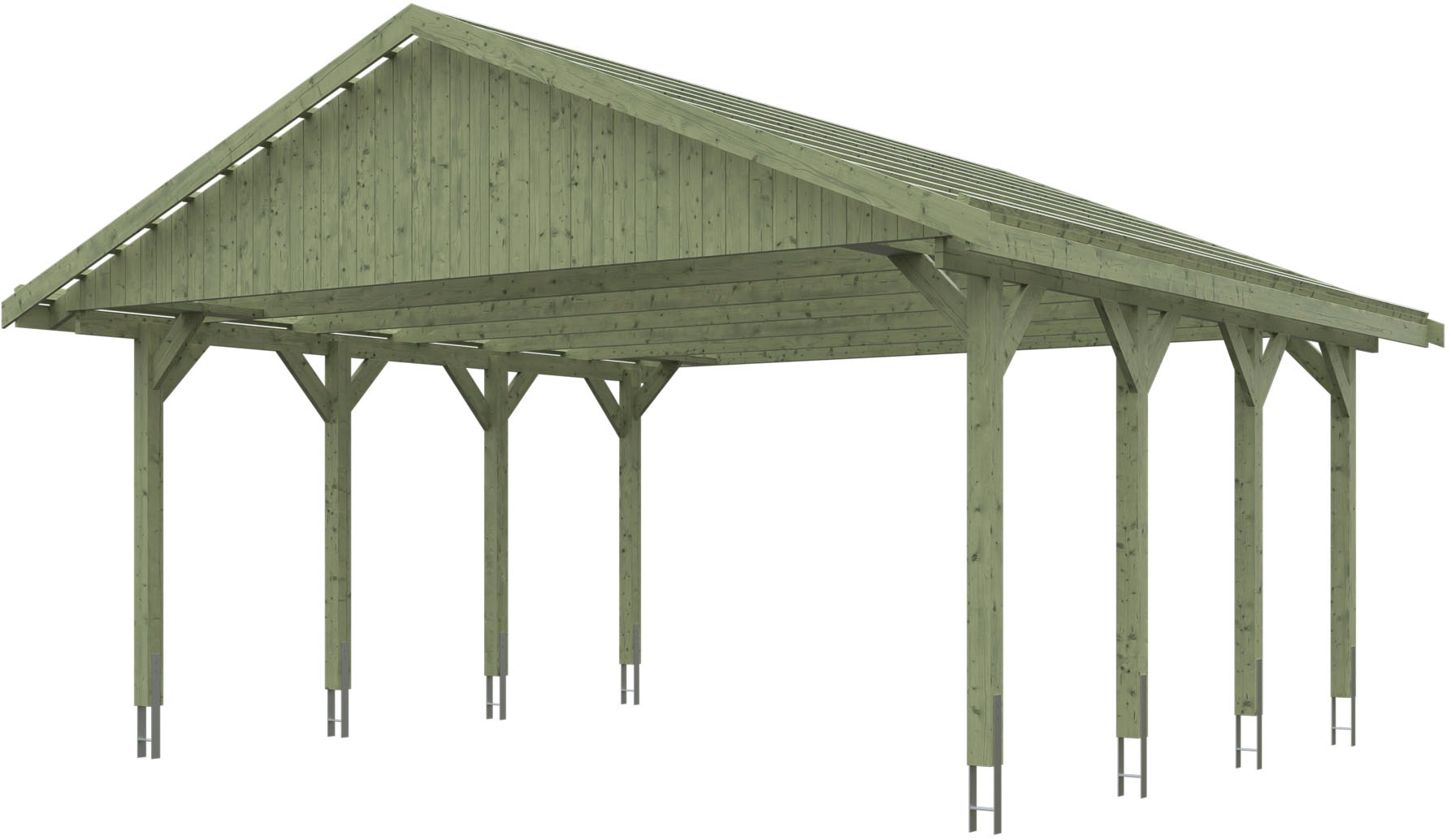 Doppelcarport »Wallgau«, Nadelholz, 530 cm, Grün, mit Dachlattung