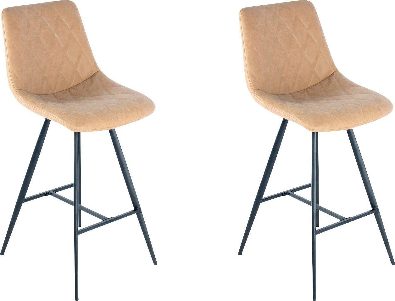 Kayoom Hochstuhl »Barstuhl Frances 425 2er-Set, stilvoller Retro-Look Barhocker«, (Set), 2 St., pflegeleicht, bequem, attraktive Lederoptik, stilvoller Retro-Look