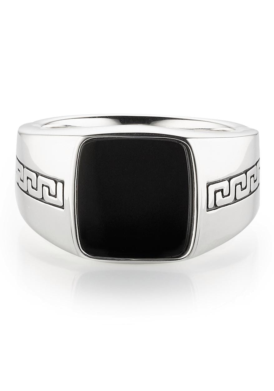 Bruno Banani Fingerring »Schmuck Geschenk Silber 925 Herrenring Siegelring  Mäander Onyx«, zu Hoodie, Jeans, Sneaker! - Anlass Geburtstag Weihnachten ▷  für | BAUR