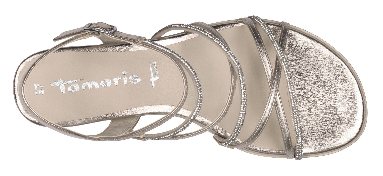 Tamaris Keilsandalette, Riemchensandale, Sommerschuh mit glizernden Strasssteinchen