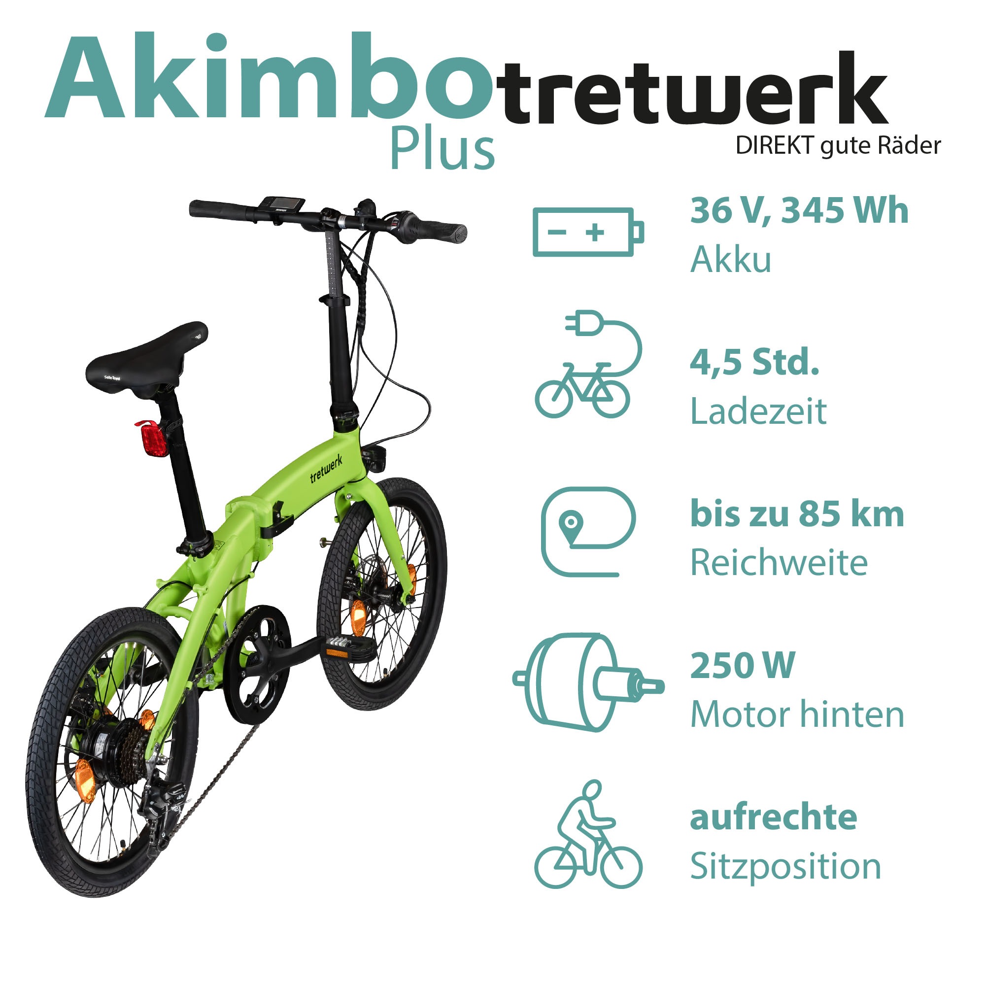 Tretwerk E-Bike »Akimbo Plus«, 7 Gang, Shimano, Tourney, Heckmotor 250 W