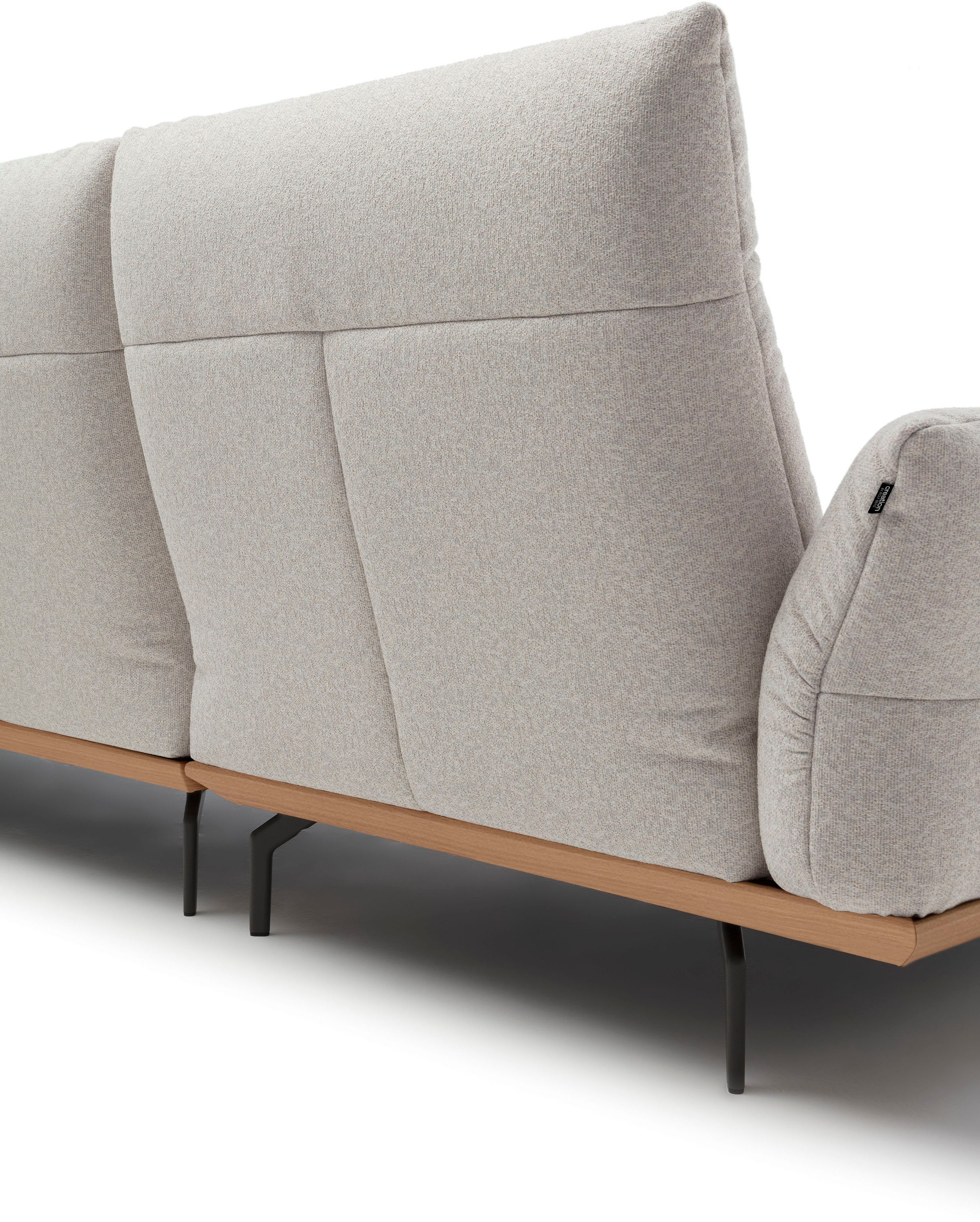 Creation BY ROLF BENZ Ecksofa »CR.460«, Sockel in Eiche, Winkelfüße in Umbragrau, Breite 338 cm