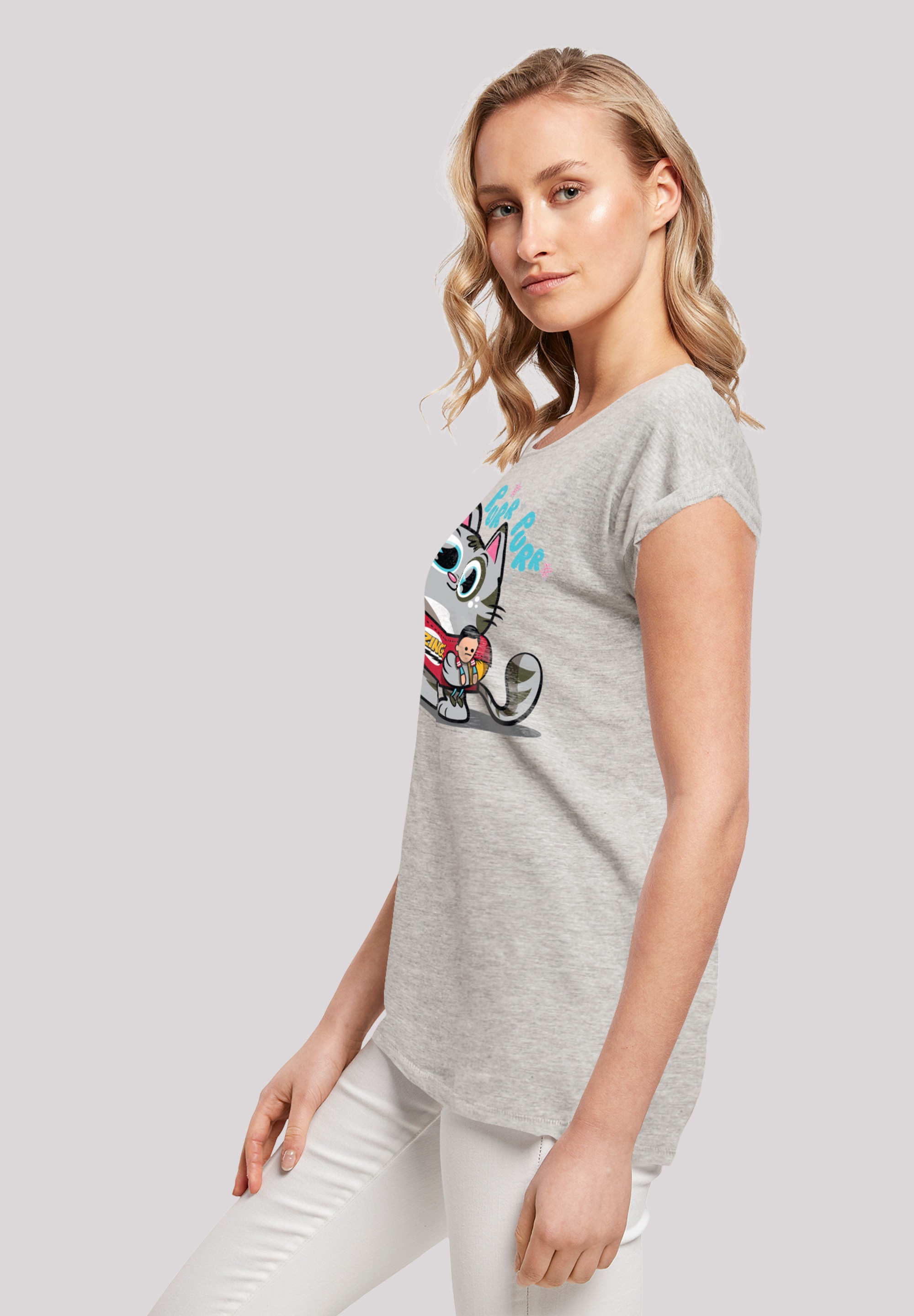 F4NT4STIC T-Shirt »Extended Shoulder Shirt Theory Damen,Premium Bang bestellen Ärmel,Bedruckt \'Big Merch,Regular-Fit,Kurze BAUR Kitty\'«, Bazinga 